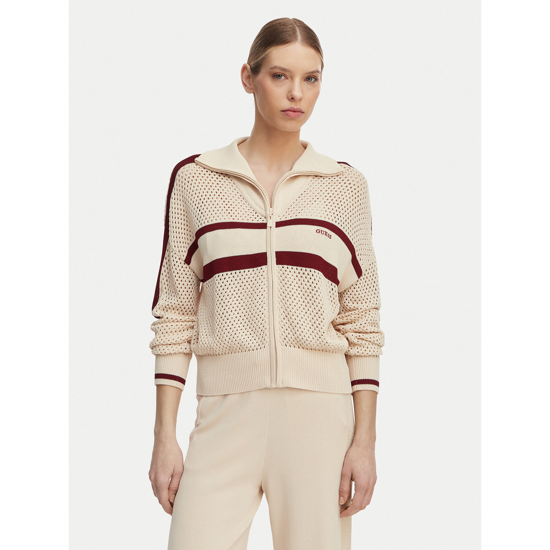 Guess Bluza V6GR08 Z0729 Beżowy Regular Fit