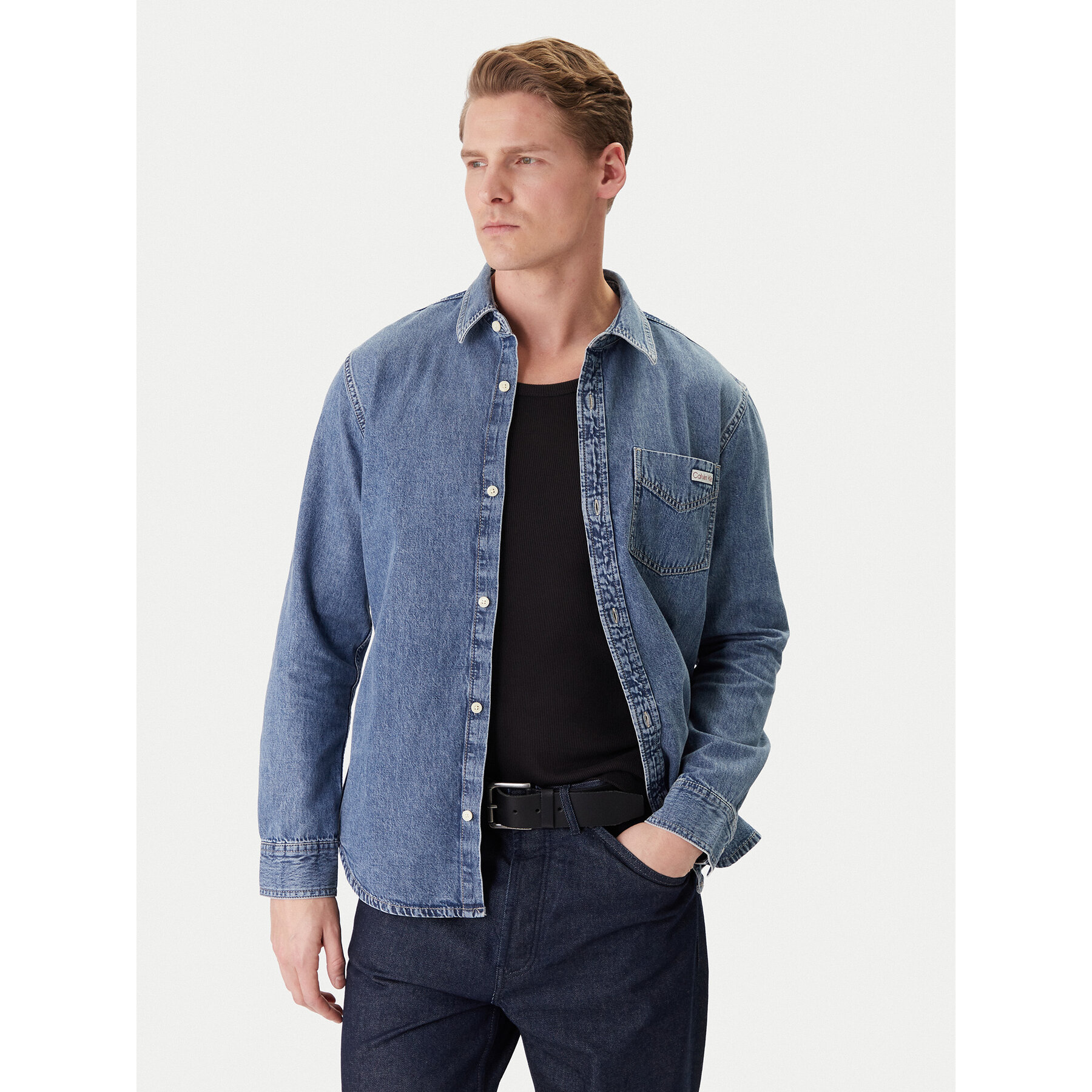Calvin Klein Jeans Koszula jeansowa LV04RE708G Niebieski Regular Fit