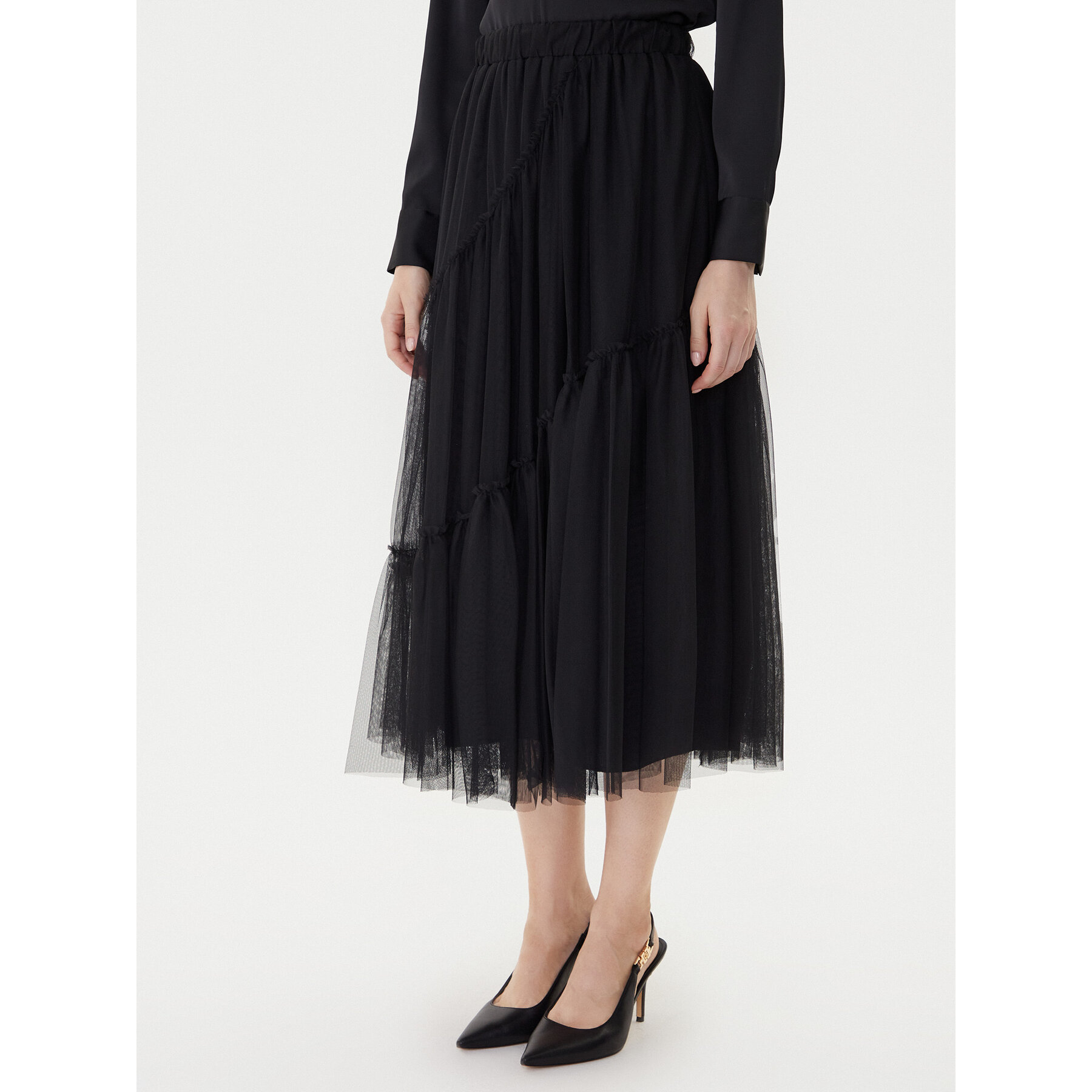 TWINSET Spódnica tiulowa 252LI2RAA Czarny Regular Fit