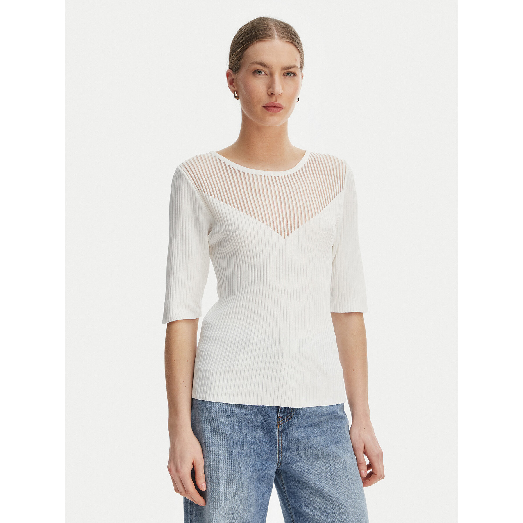 Rinascimento Bluzka CFM0012240003 Biały Slim Fit