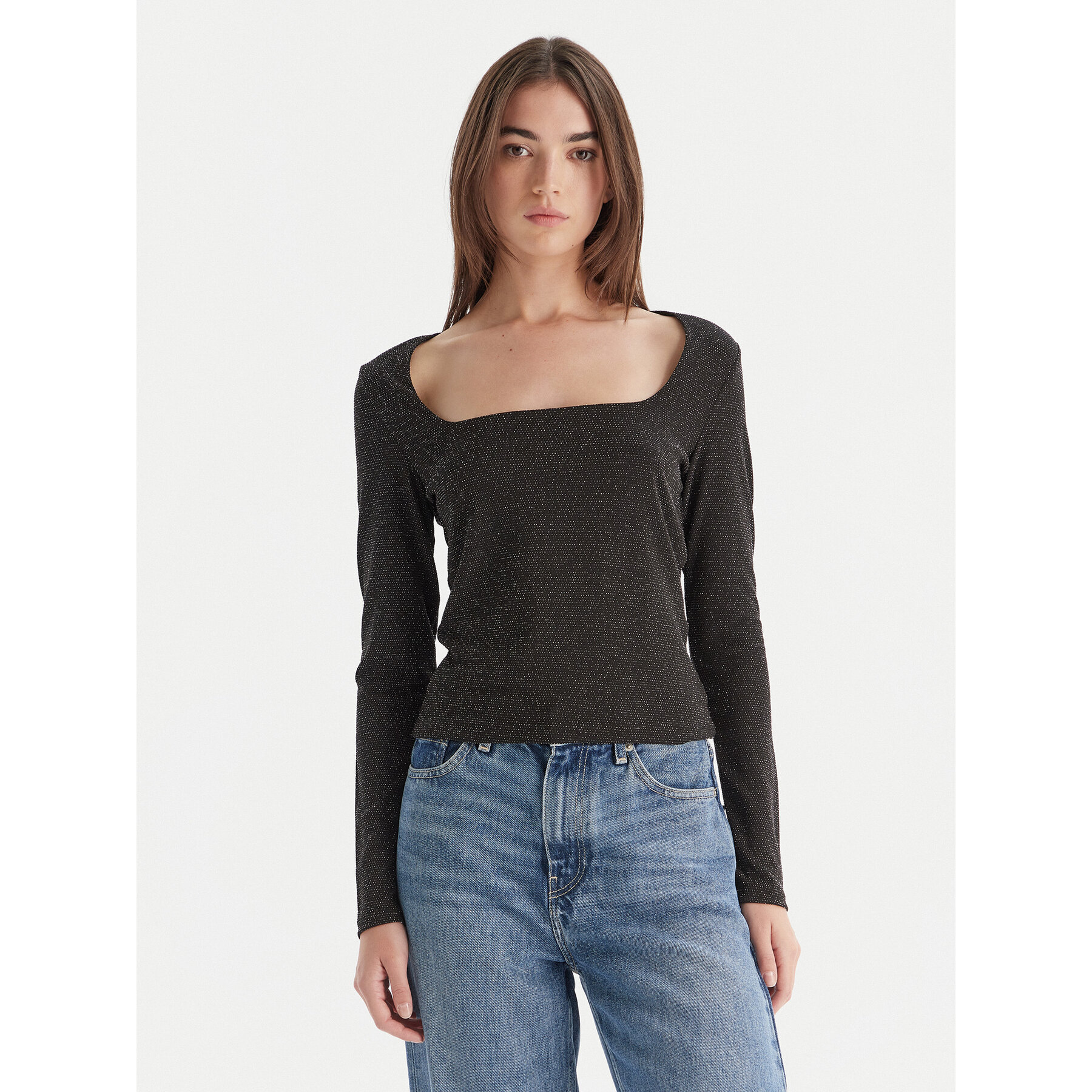 Vero Moda Bluzka Kanva 10336088 Czarny Regular Fit