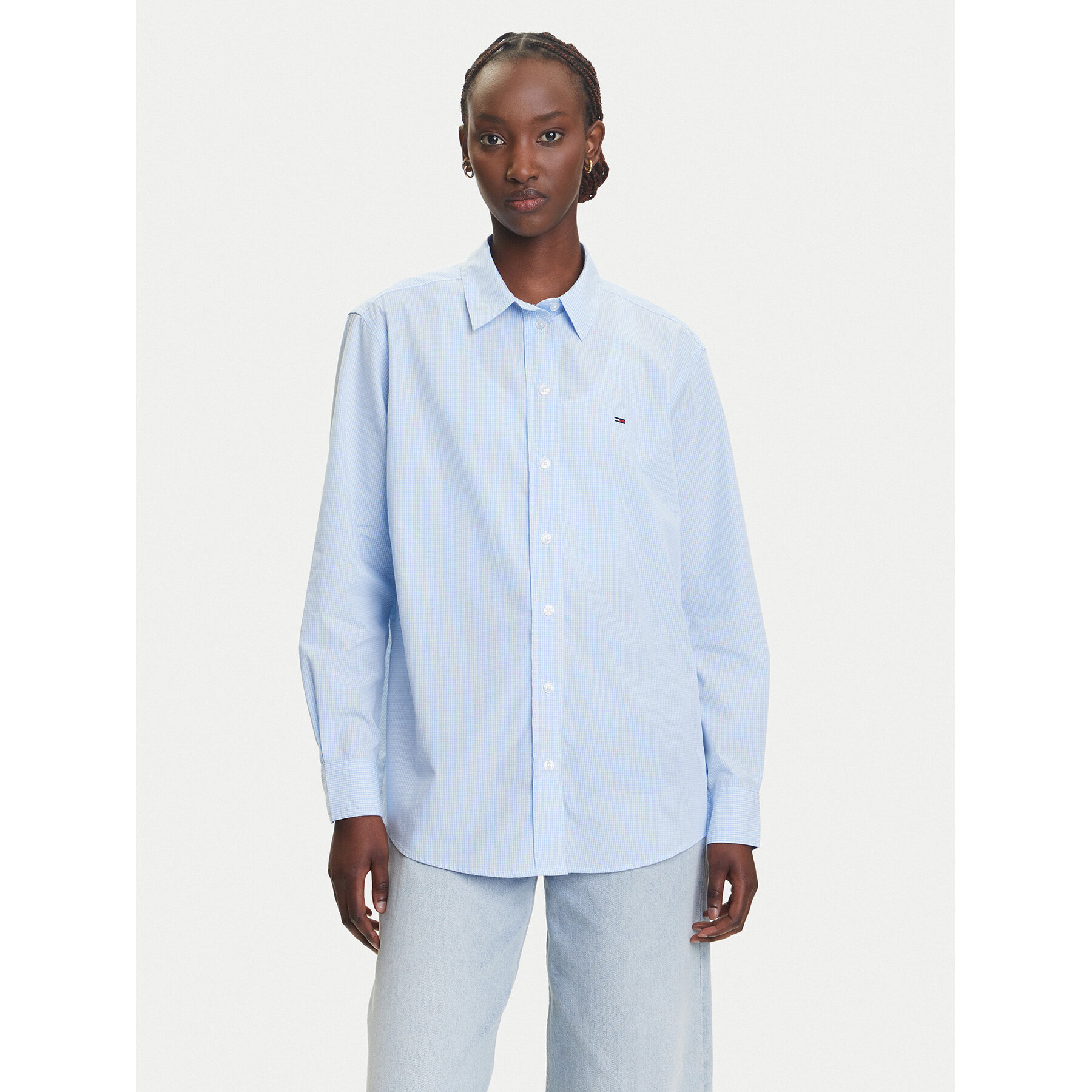 Tommy Jeans Koszula Micro Gingham DW0DW20987 Niebieski Relaxed Fit