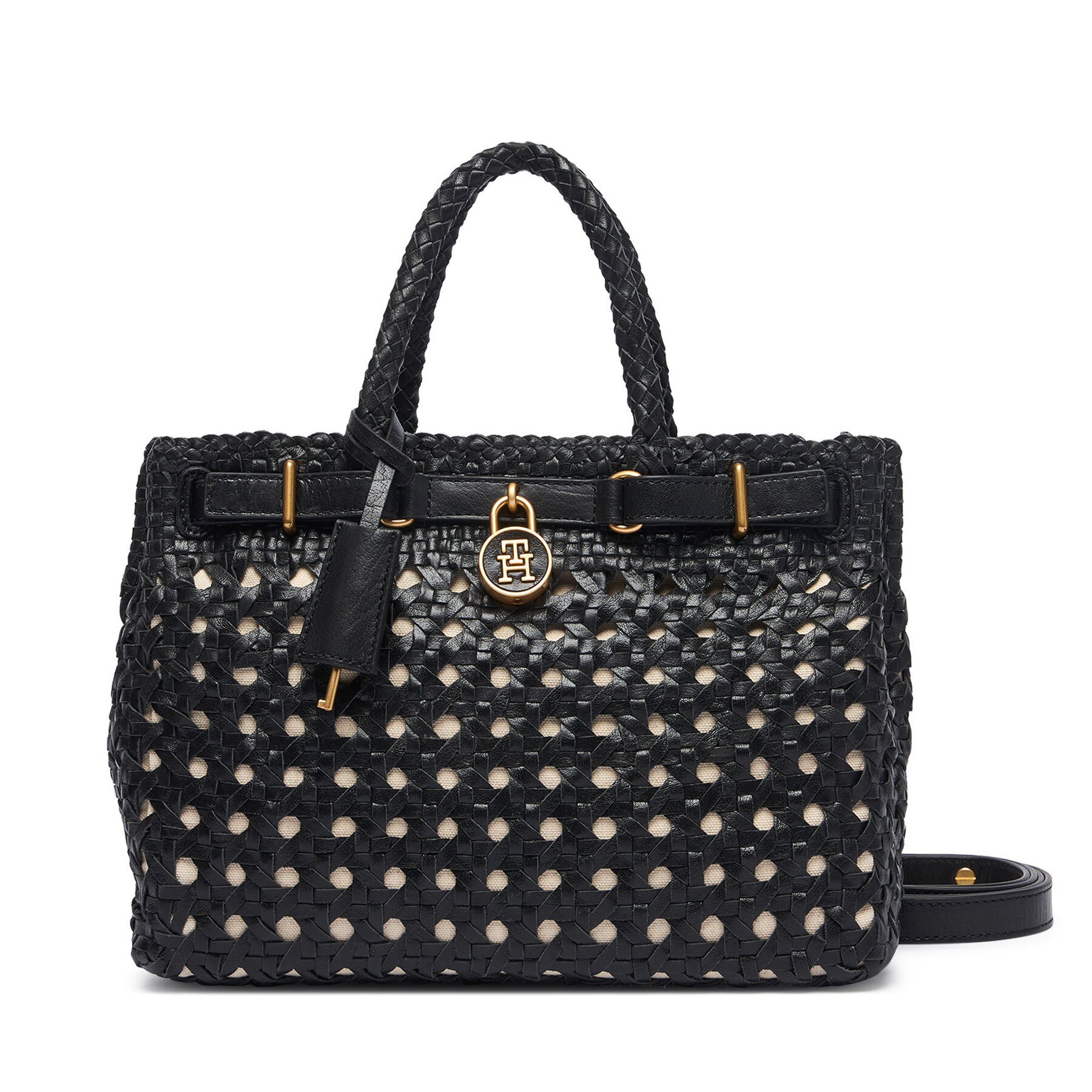 Tommy Hilfiger Torebka American Icon Mini Tote Braided AW0AW18734 Czarny
