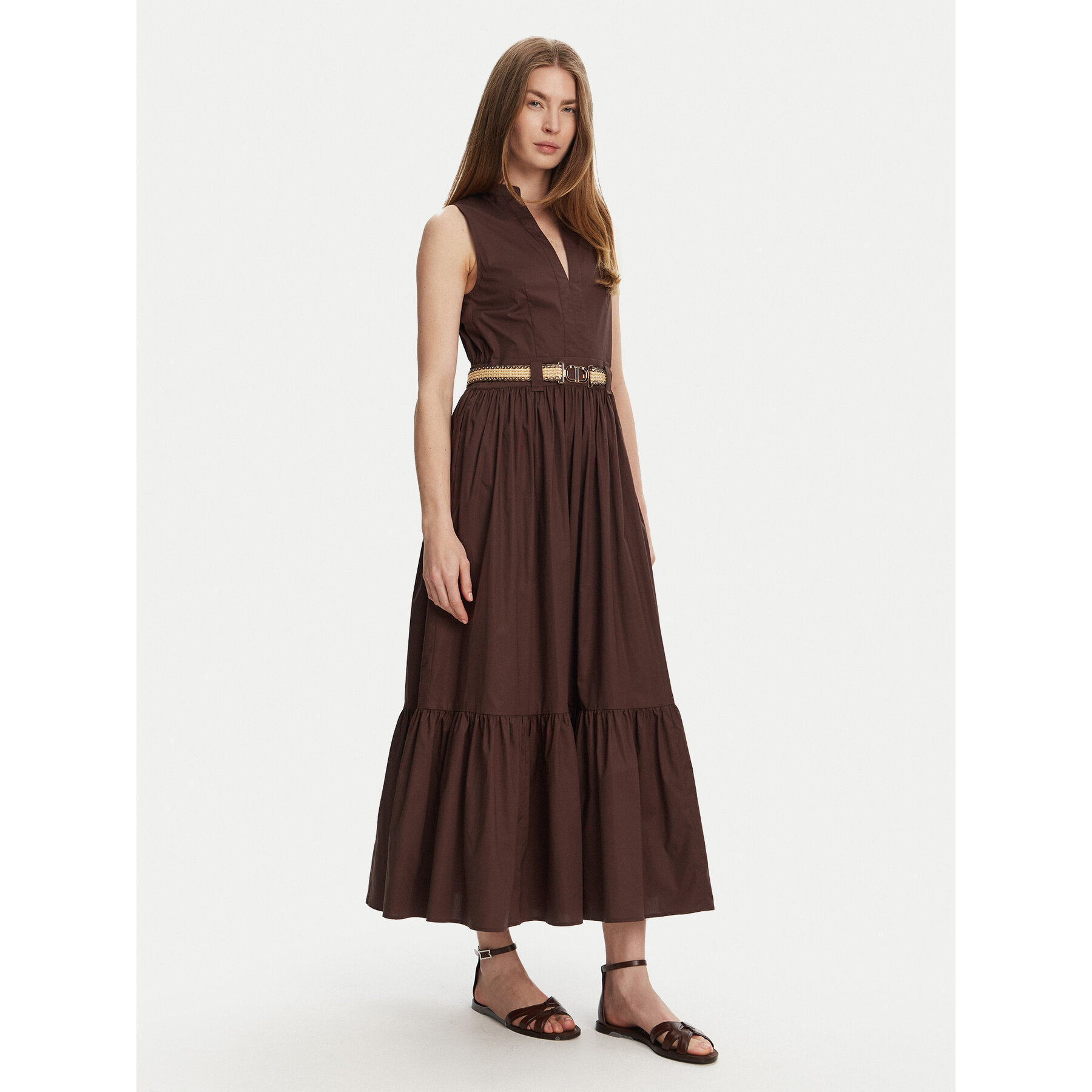 TWINSET Sukienka codzienna 251TT2101 Brązowy Regular Fit