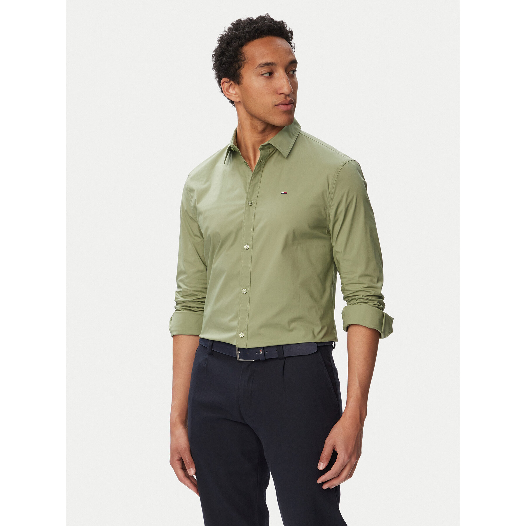 Tommy Jeans Koszula Original DM0DM04405 Zielony Slim Fit