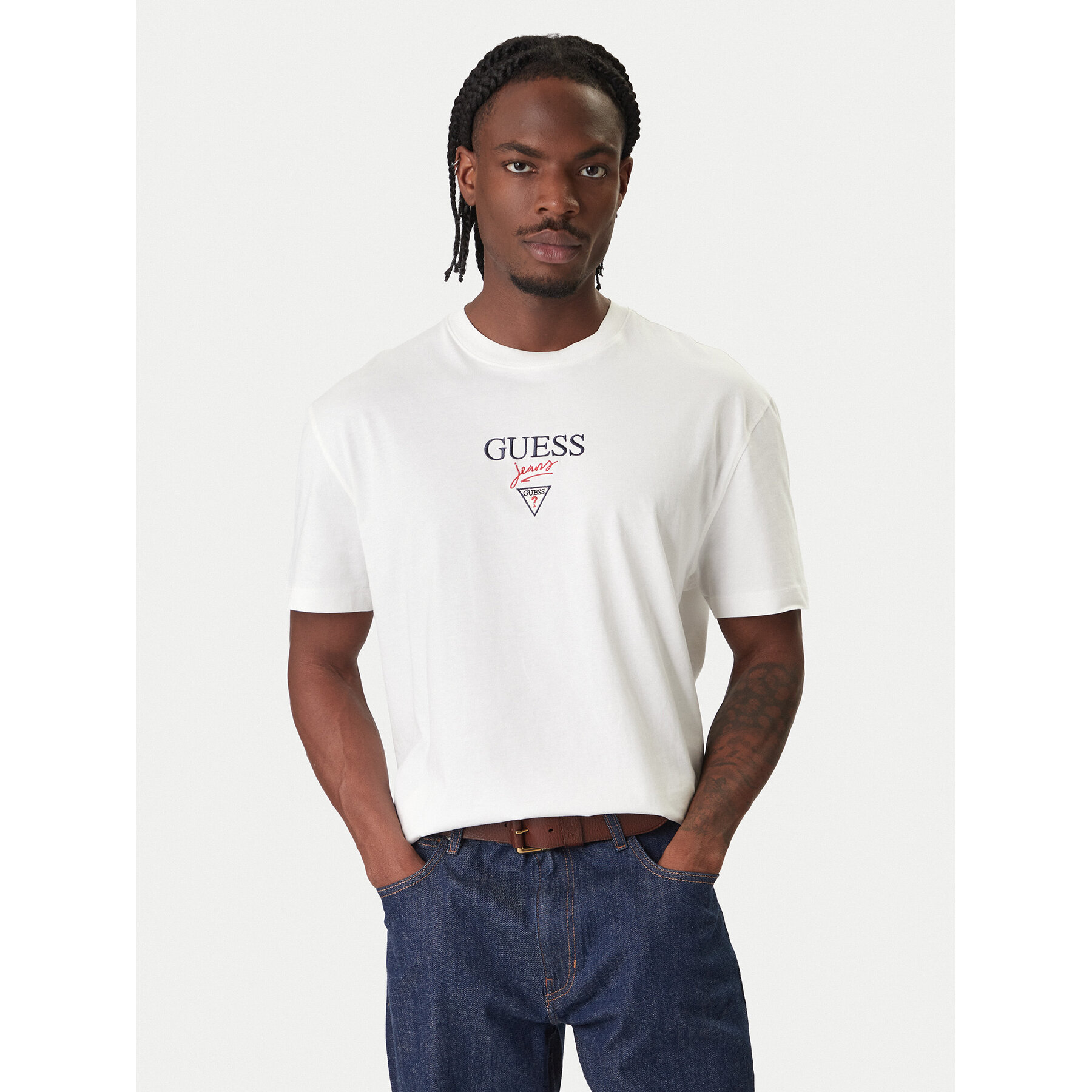 Guess Jeans T-Shirt M6RI45 K8HM0 Biały Oversize