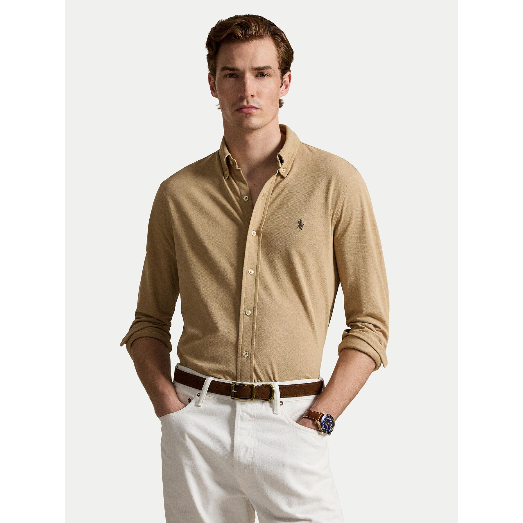 Polo Ralph Lauren Koszula 710654408503 Beżowy ciemny Regular Fit