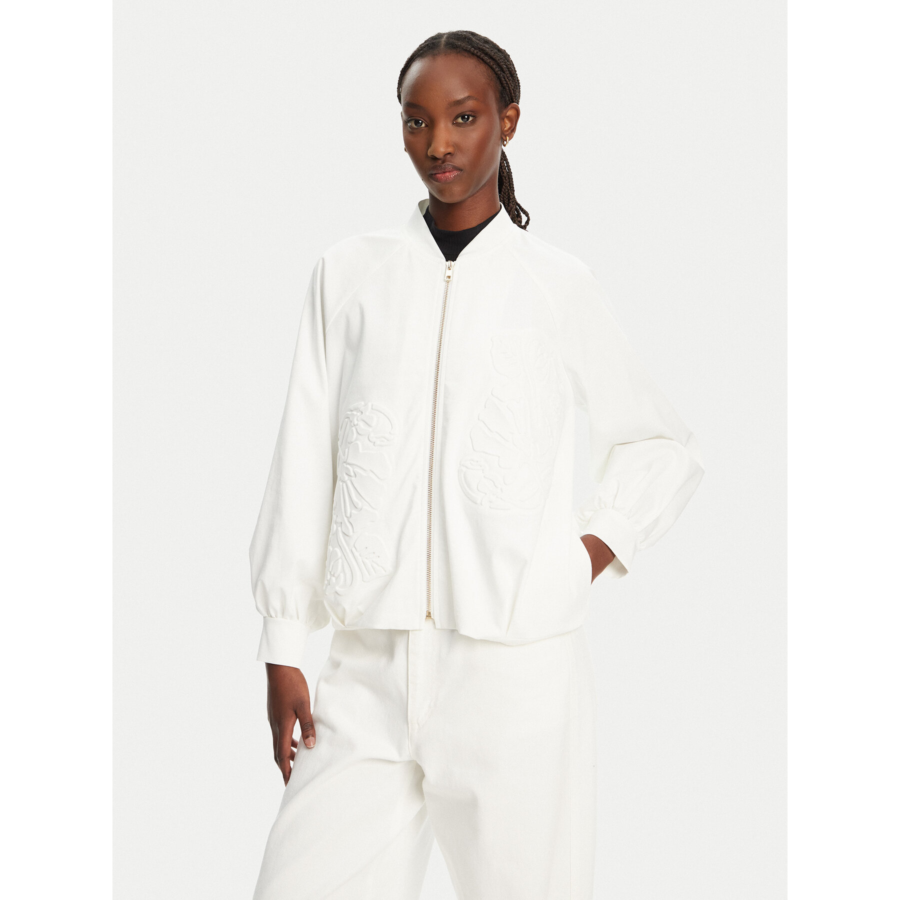 ACCESS FASHION Kurtka bomber 53-1039-886 Biały Regular Fit