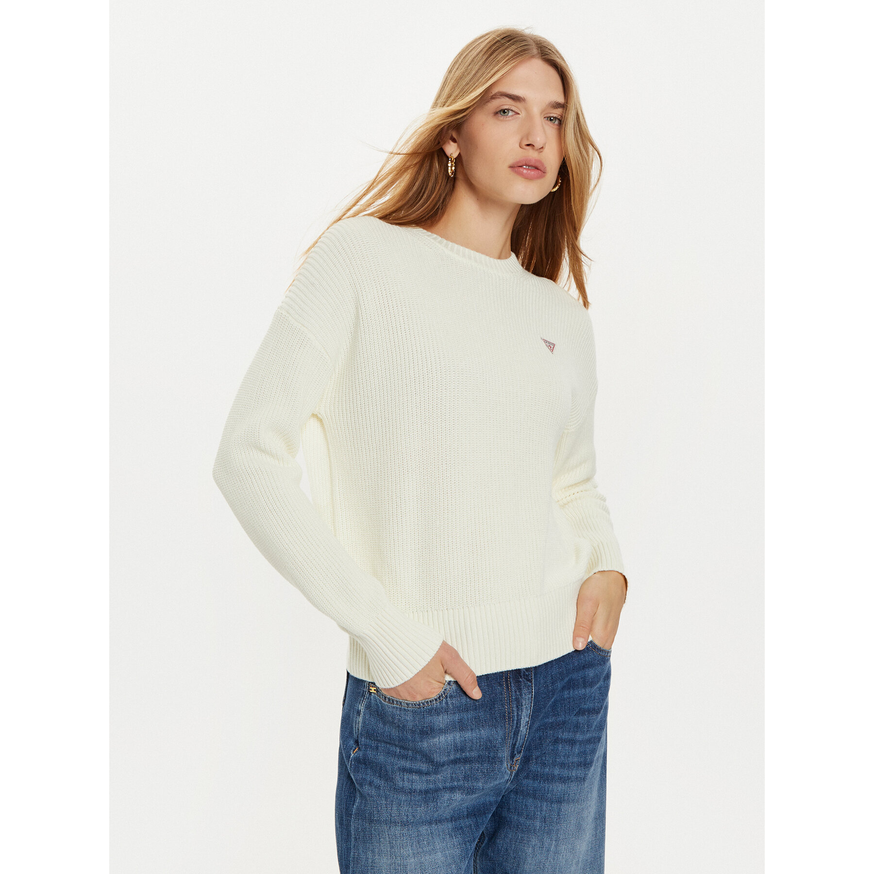 Guess Jeans Sweter W4BR08 Z3HM1 Écru Regular Fit