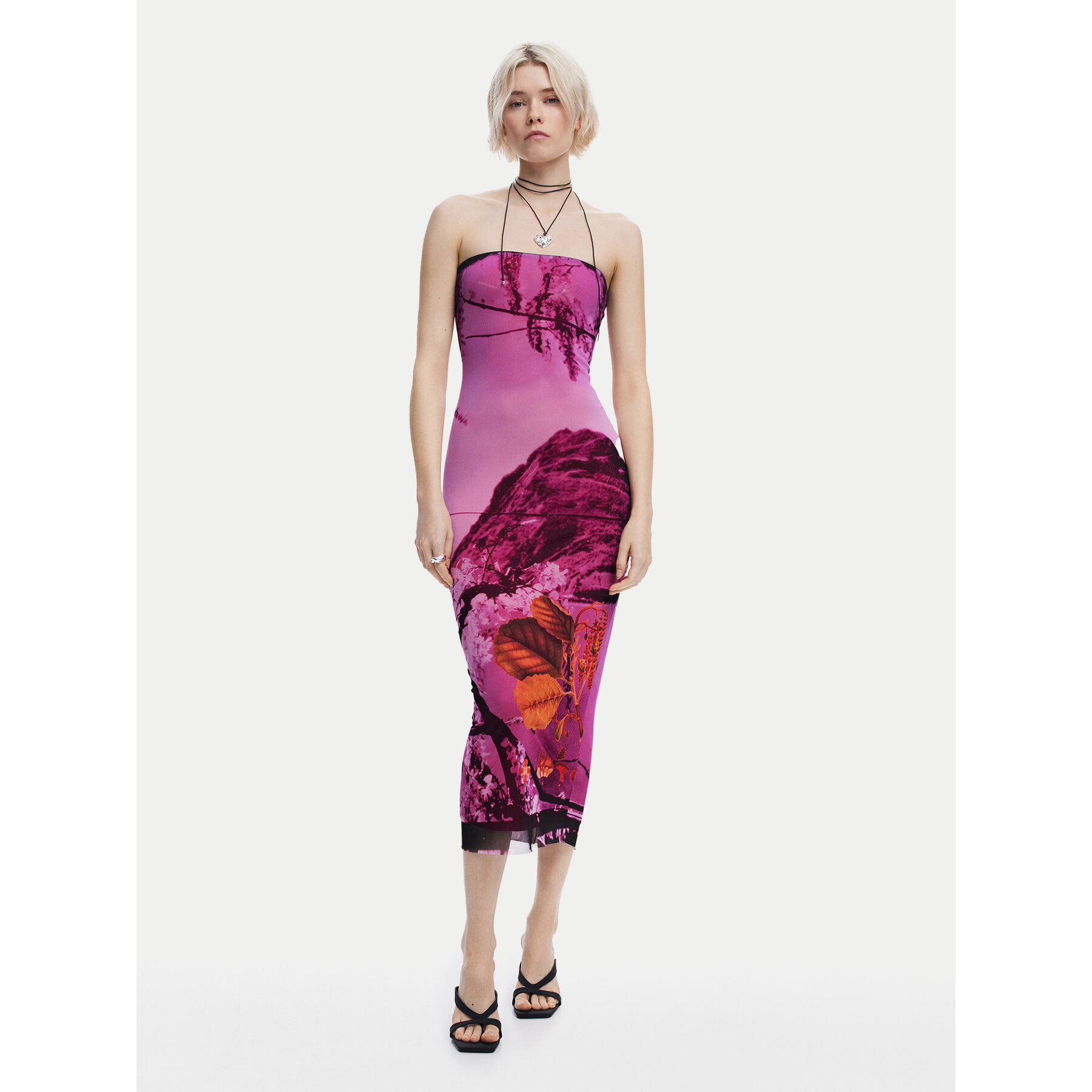 Desigual Sukienka letnia Lakecomo 25SWVK39 Różowy Slim Fit