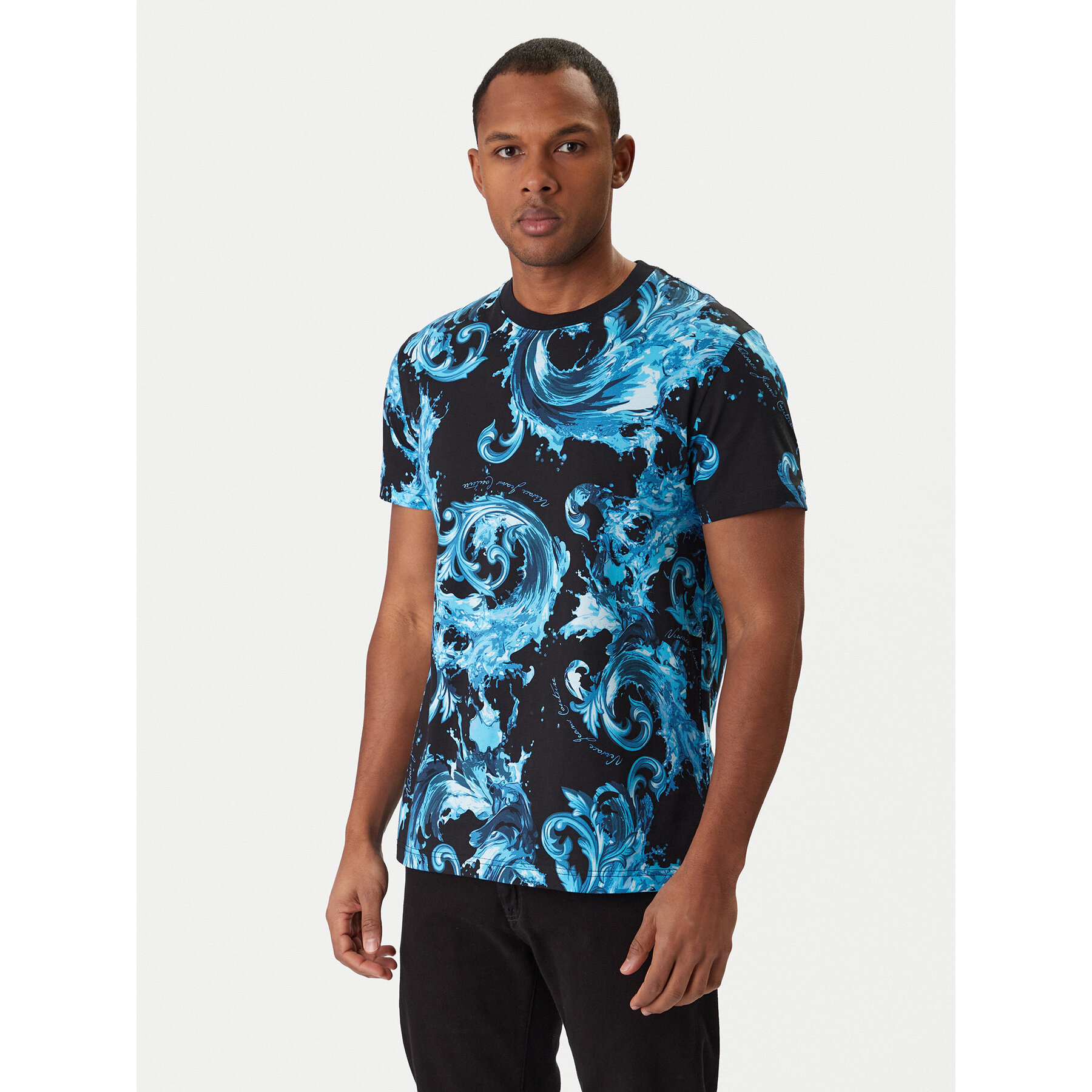 Versace Jeans Couture T-Shirt 80GAH6S0 JS543 Niebieski Regular Fit