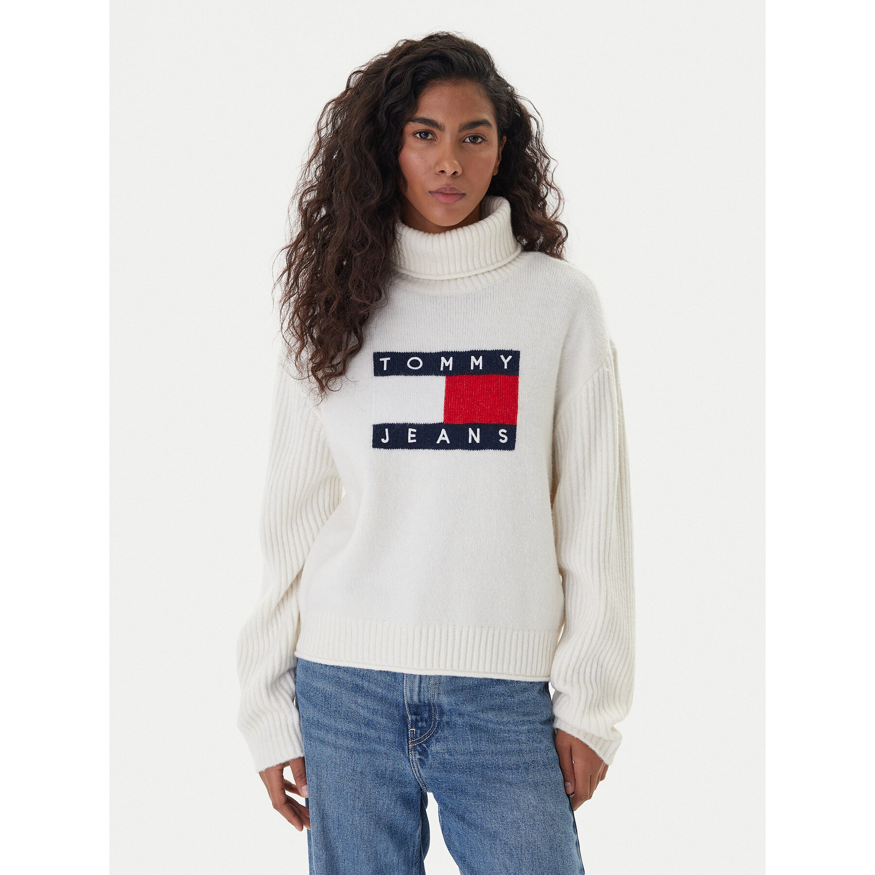 Tommy Jeans Golf Flag DW0DW22108 Écru Relaxed Fit