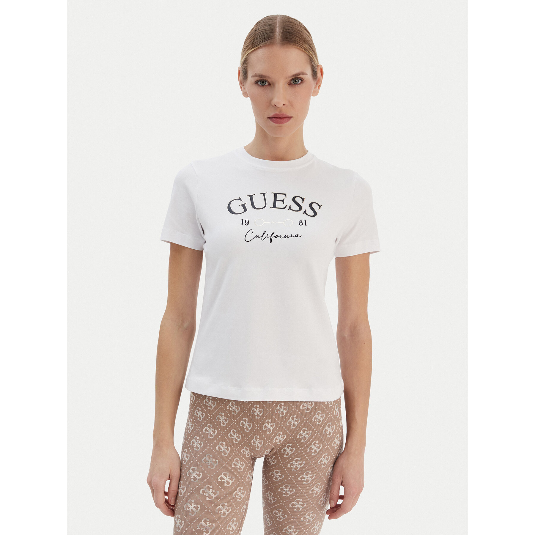 Guess T-Shirt V6RI02 J1314 Biały Regular Fit