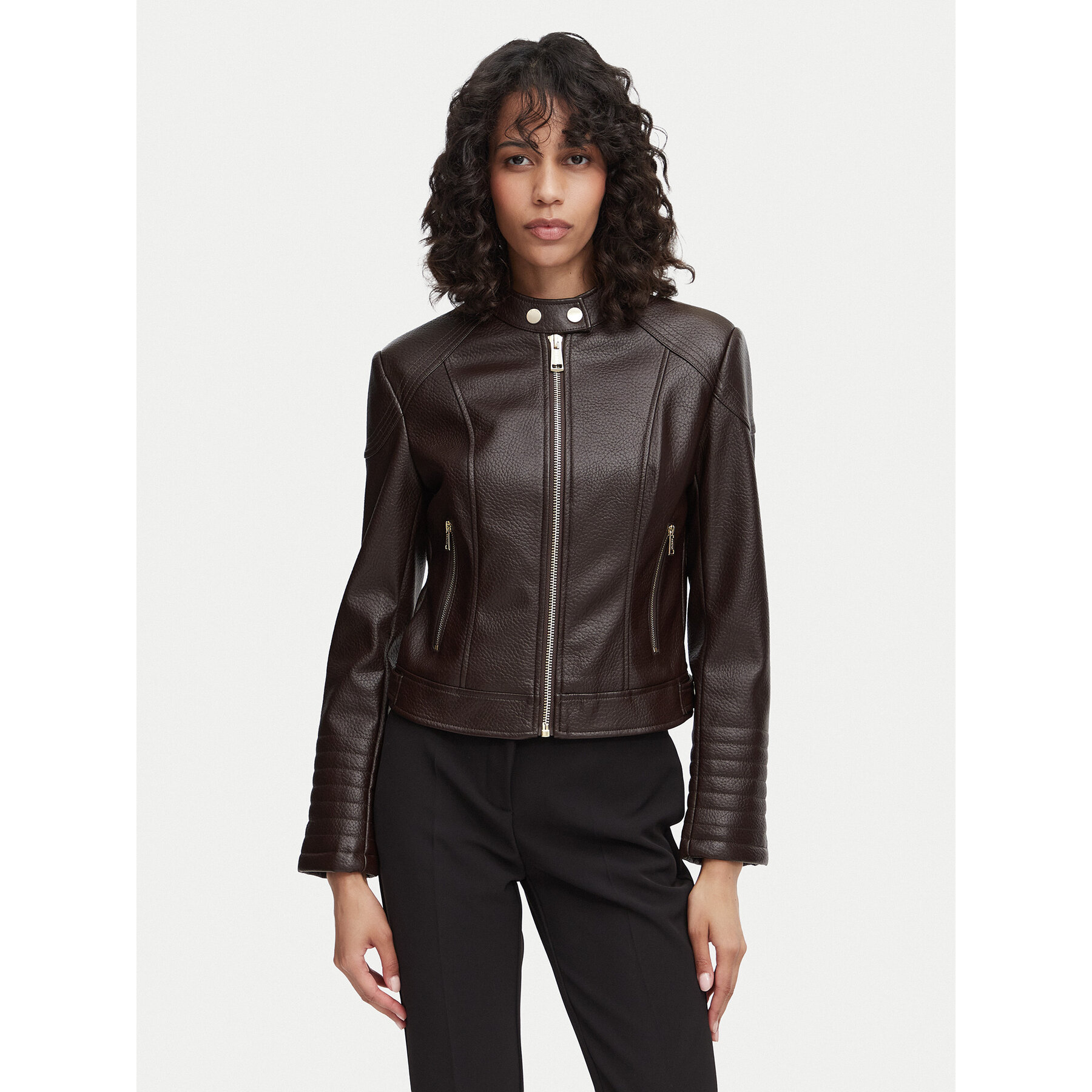 Guess Kurtka z imitacji skóry W6YL25 W2914 Brązowy ciemny Regular Fit
