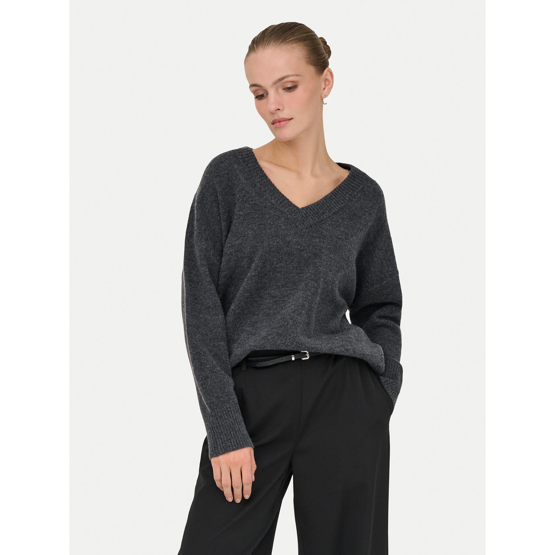 ONLY Sweter Mari 15360940 Szary Loose Fit