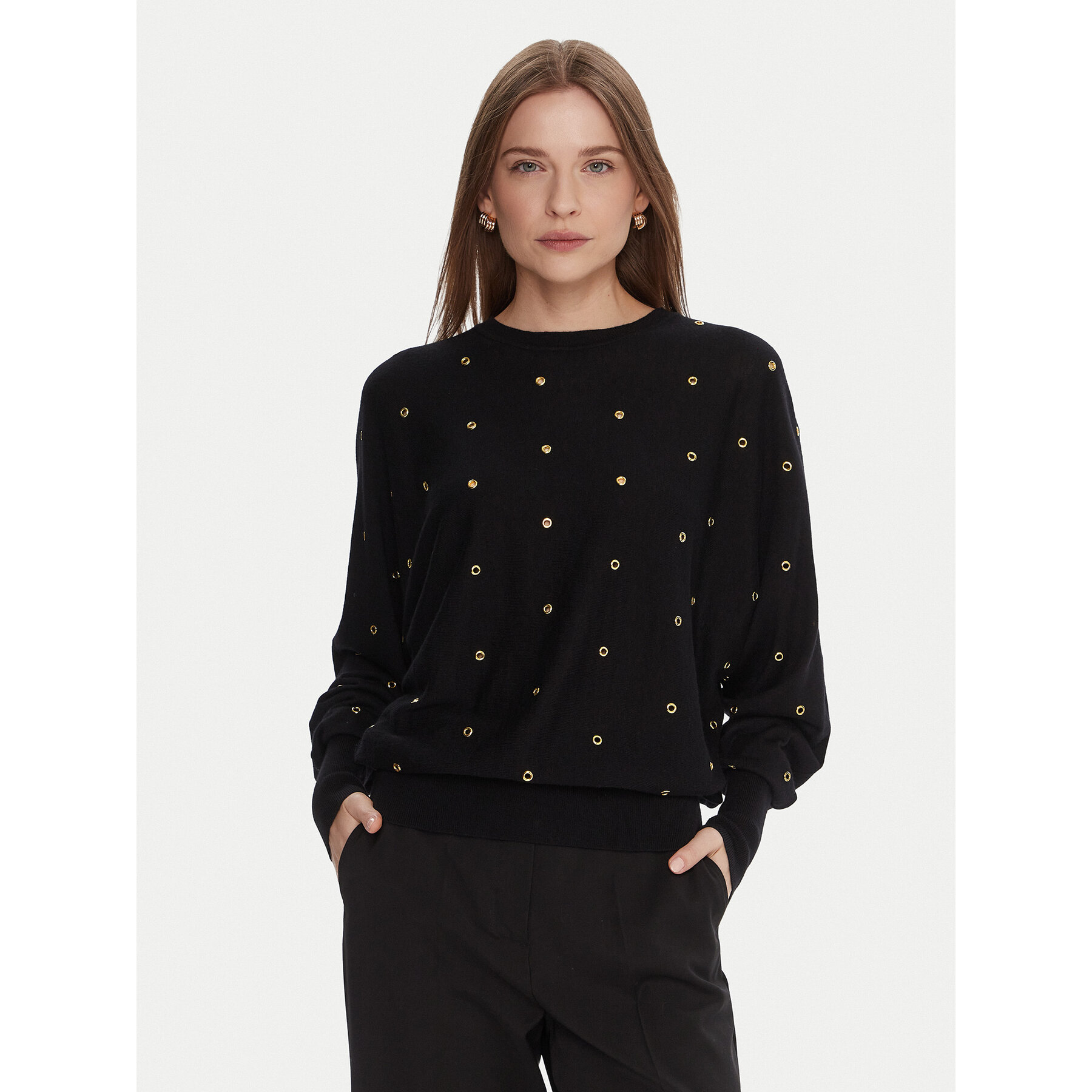 LOLA CASADEMUNT Sweter MF2511023 Czarny Oversize