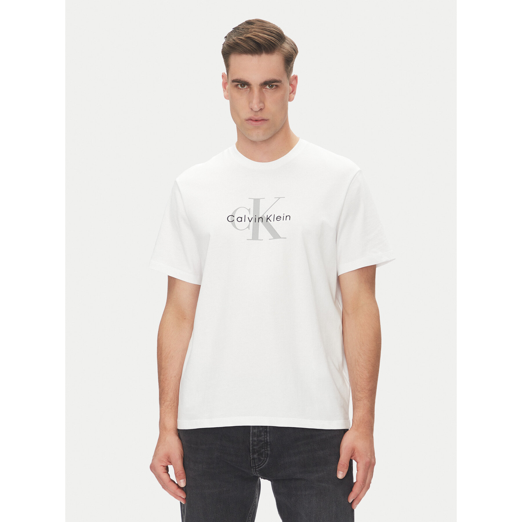 Calvin Klein Jeans T-Shirt Hero Monologo LV04RB862G Biały Regular Fit