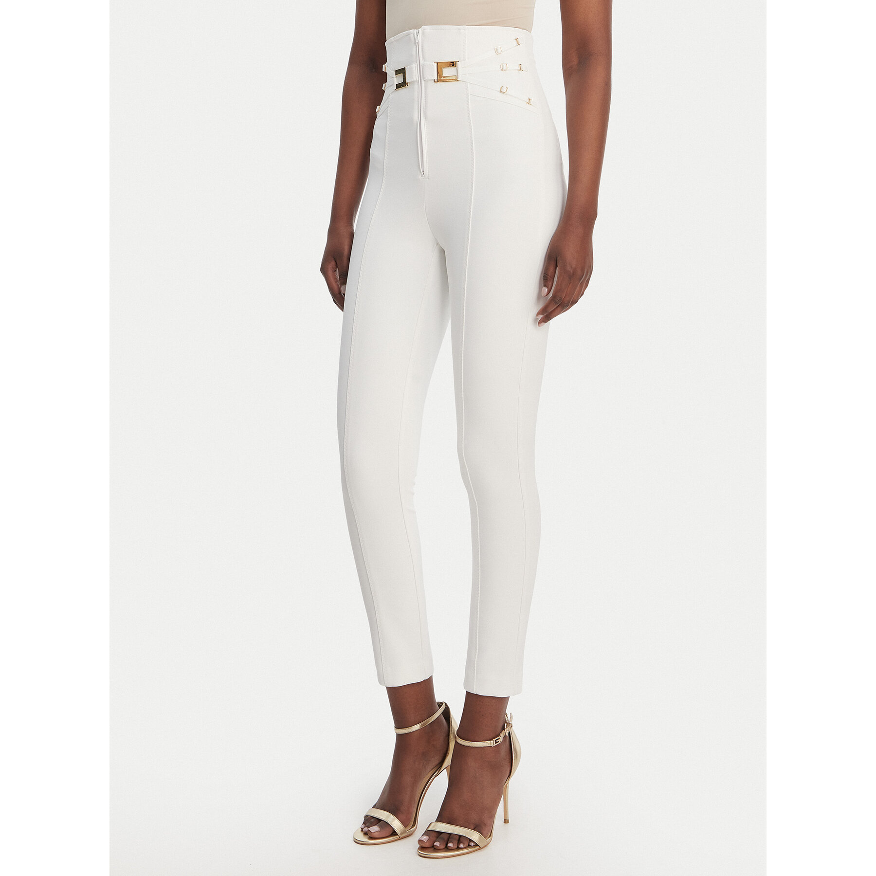 Elisabetta Franchi Spodnie materiałowe PA-158-61E2-V350 Biały Skinny Fit