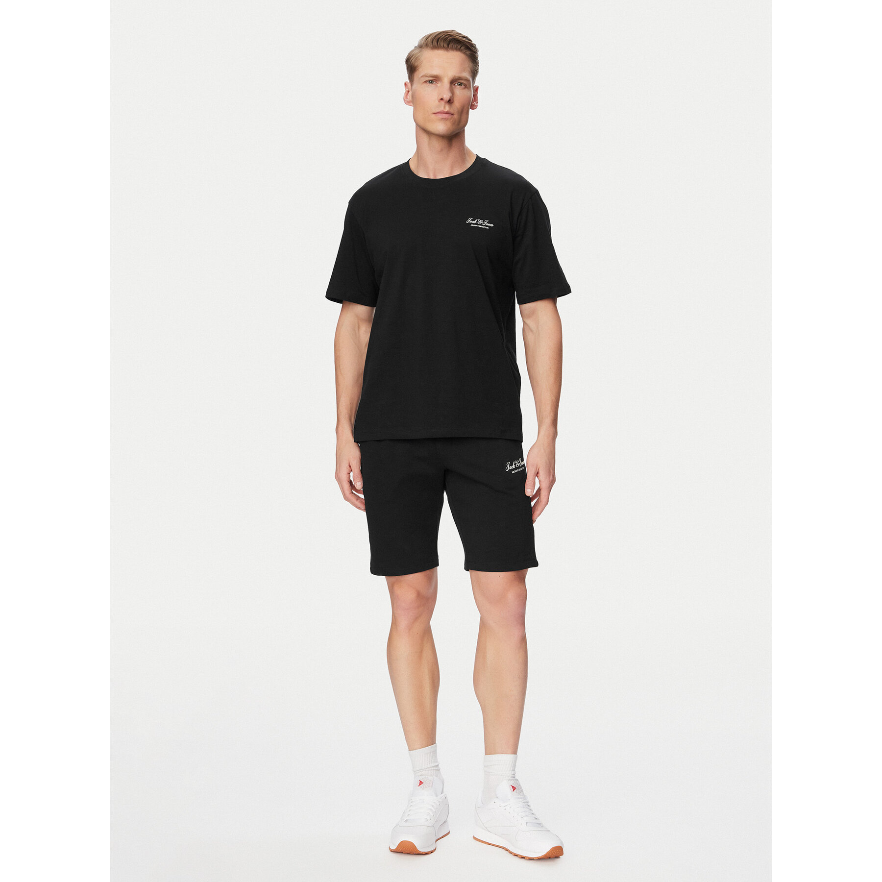 Jack & Jones Komplet t-shirt i spodenki Archive 12297642 Czarny Relaxed Fit