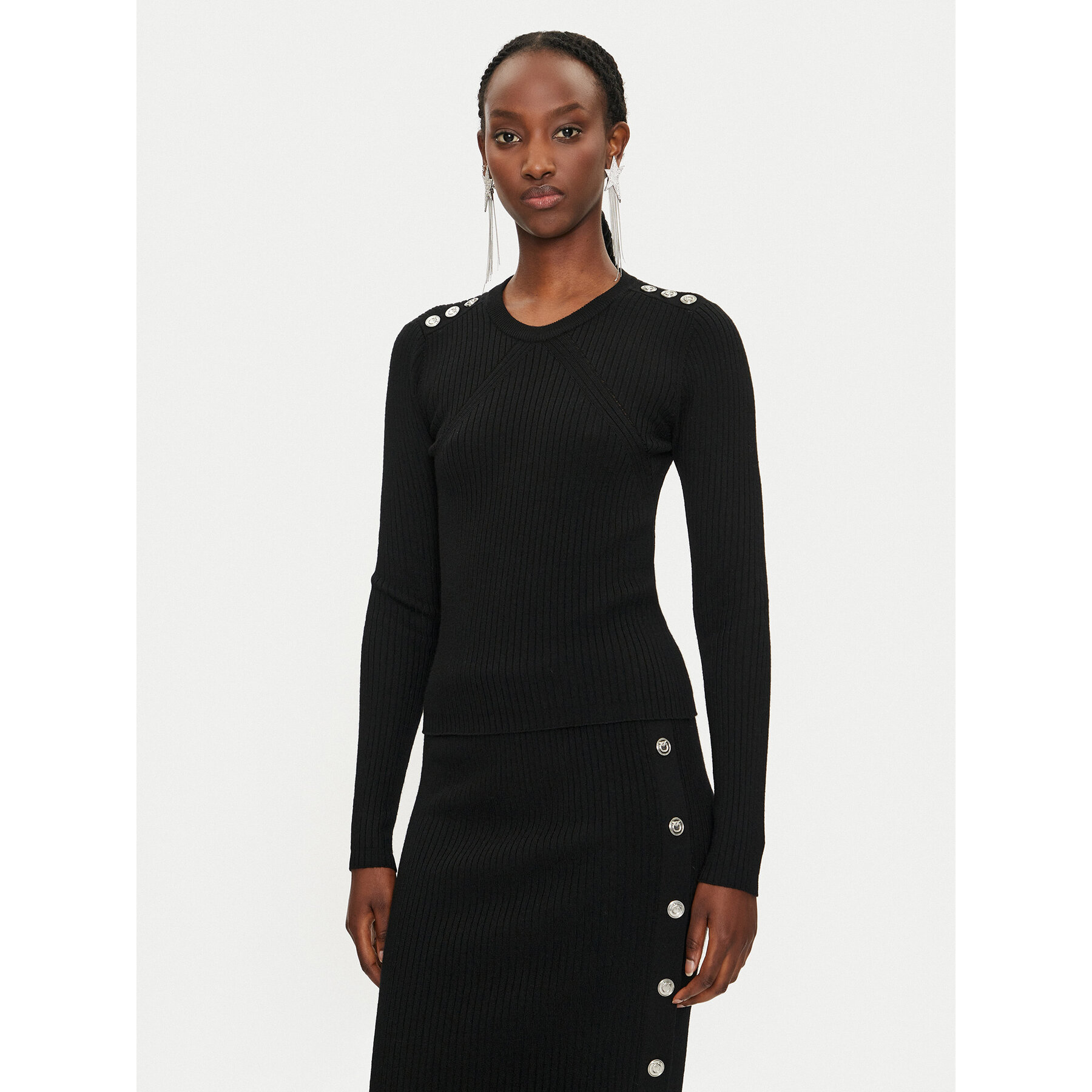 Pinko Sweter Costina 104020 A15S Czarny Slim Fit