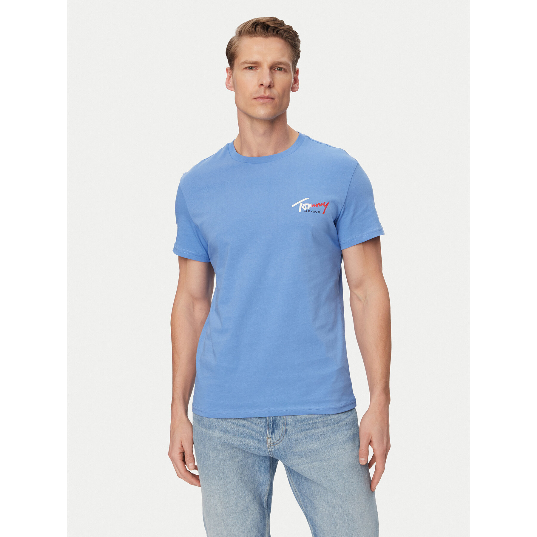 Tommy Jeans T-Shirt DM0DM22538 Niebieski Slim Fit