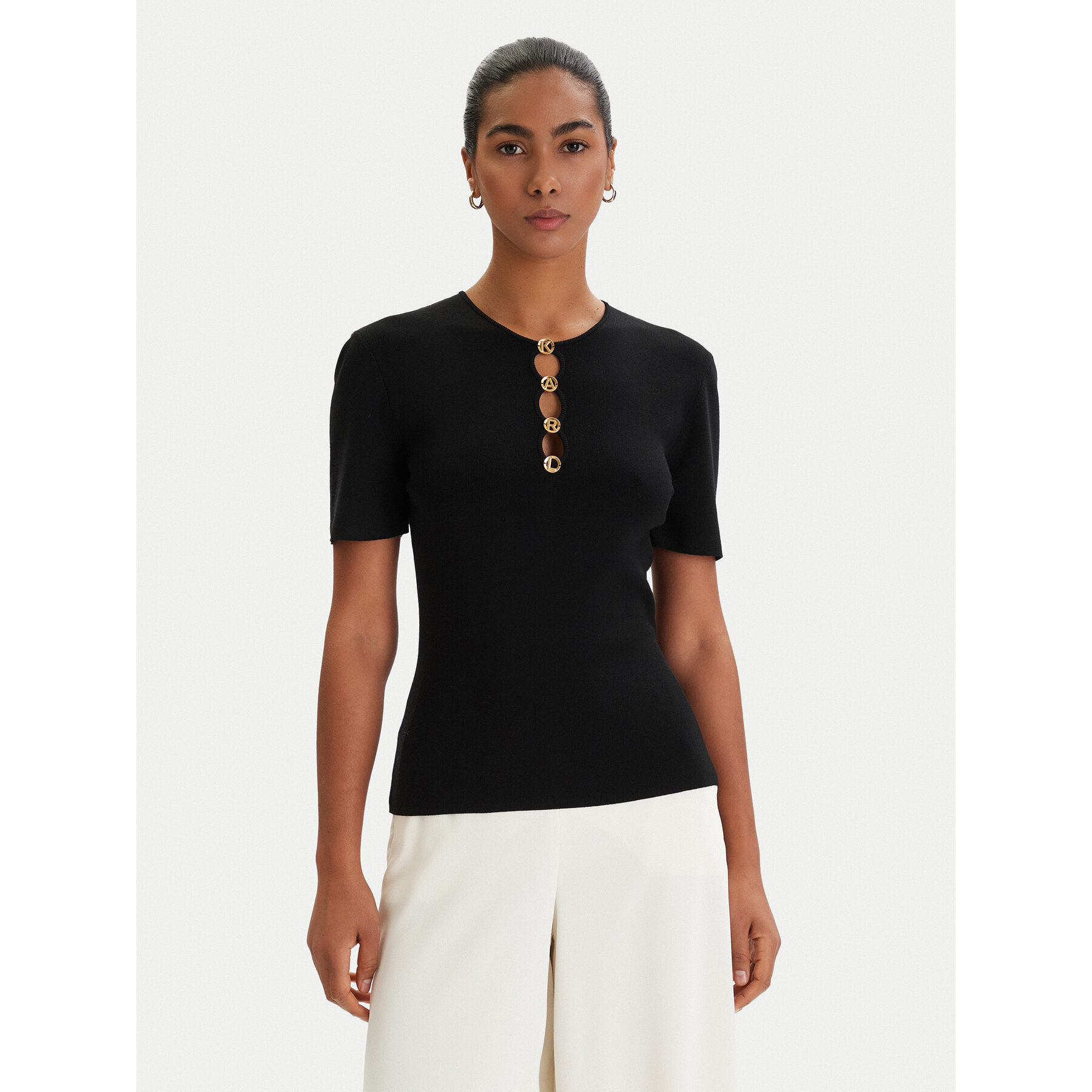 KARL LAGERFELD Bluzka B1W18014 Czarny Slim Fit