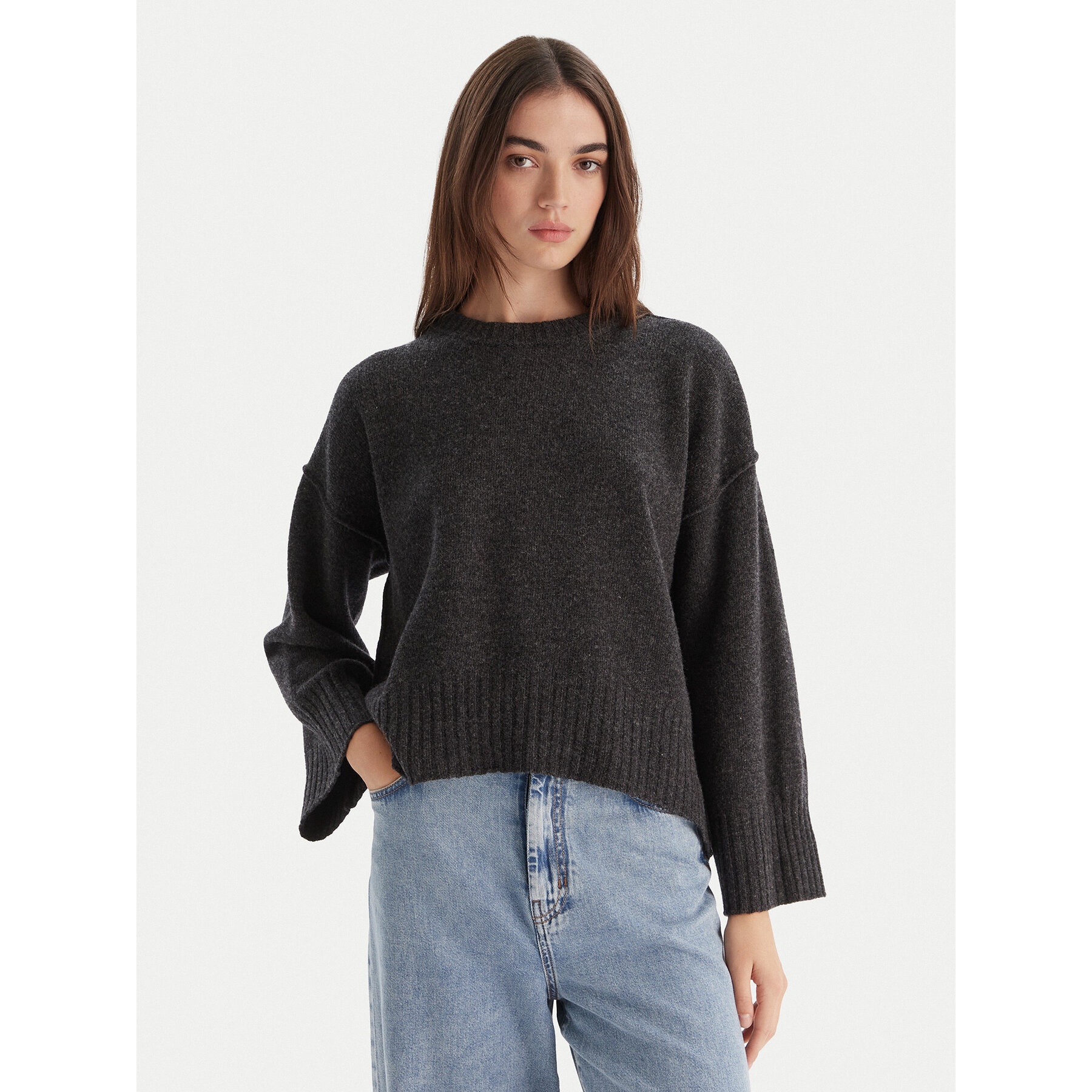 Marella Sweter Amelia 2523366305 Szary Loose Fit