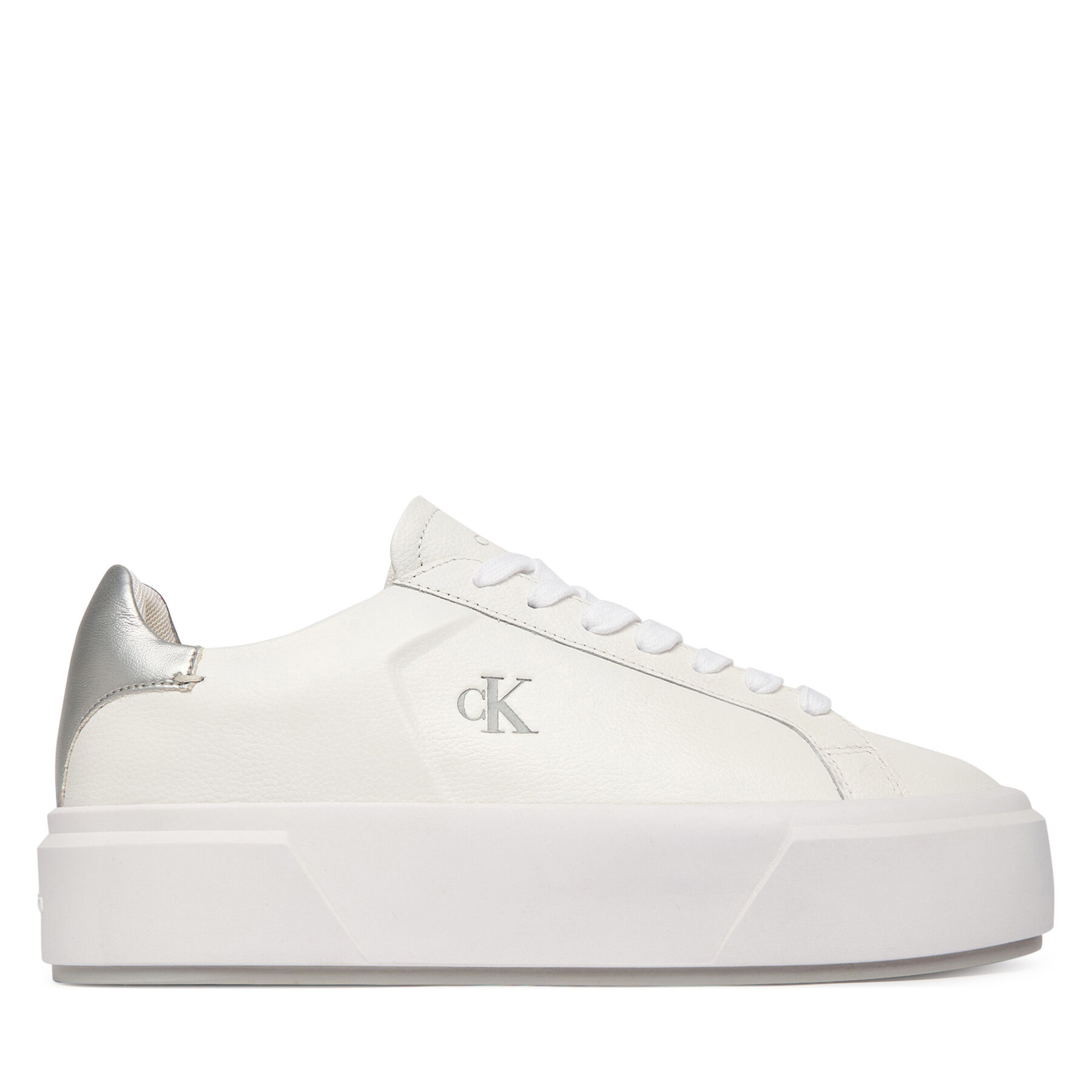 Calvin Klein Sneakersy Flatform Lace Up Lth Met YW0YW01929 Biały