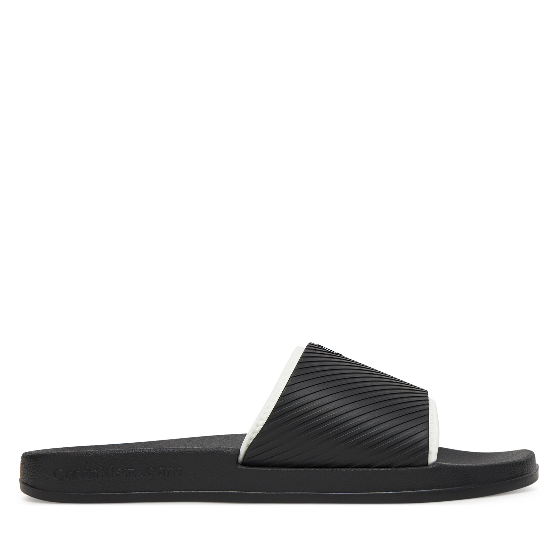 Calvin Klein Jeans Klapki Slide Rubber Neoprene Text YM0YM01234 Czarny