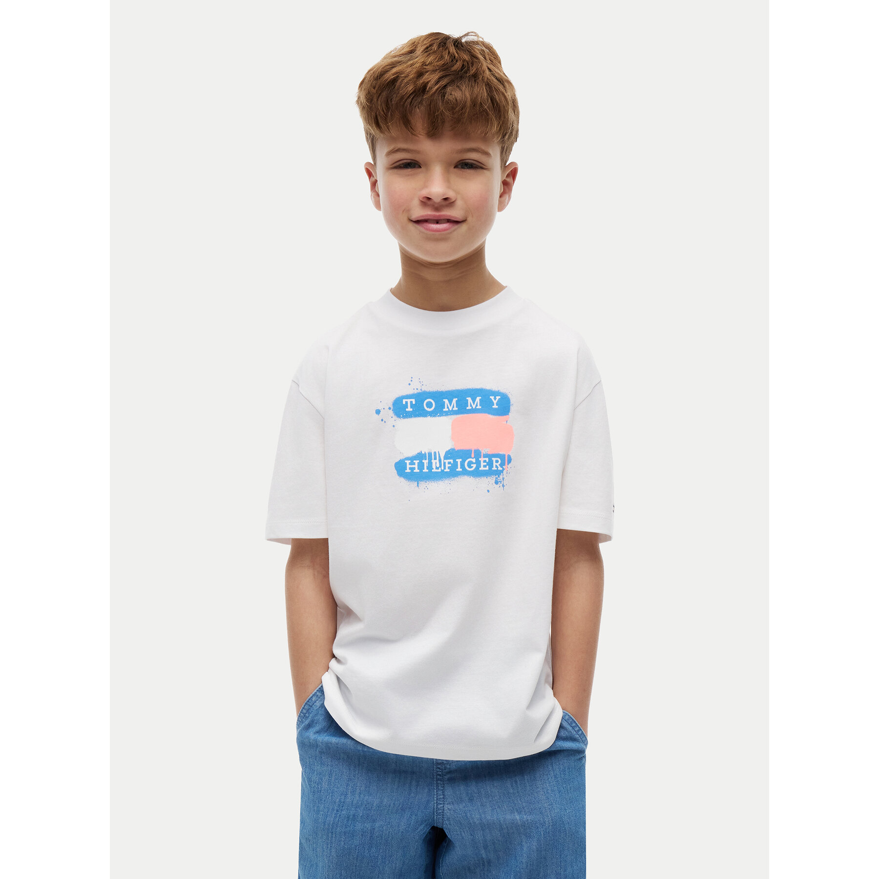 Tommy Hilfiger T-Shirt Graffiti KB0KB10546 Biały Regular Fit
