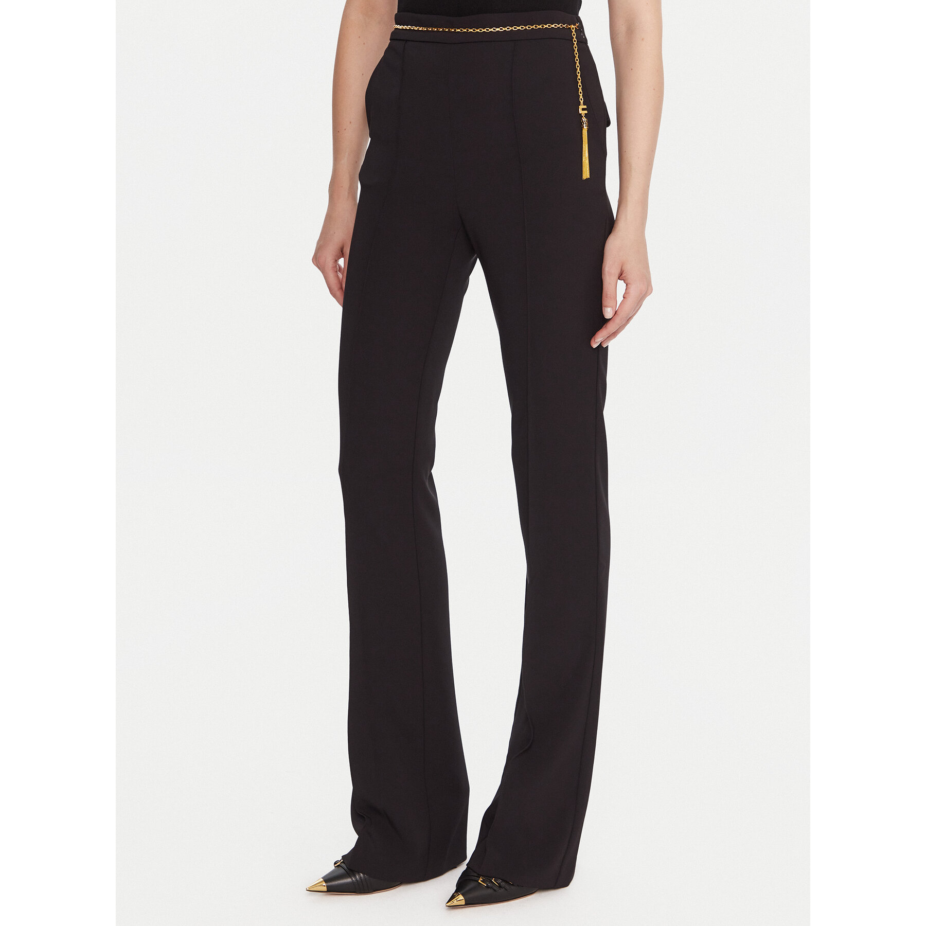 Elisabetta Franchi Spodnie materiałowe PA-141-57E2-V420 Czarny Regular Fit