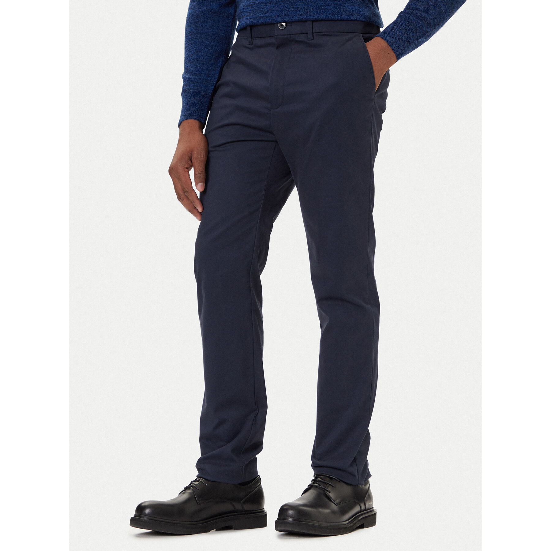 Calvin Klein Chinosy LV04LD613G Granatowy Slim Fit