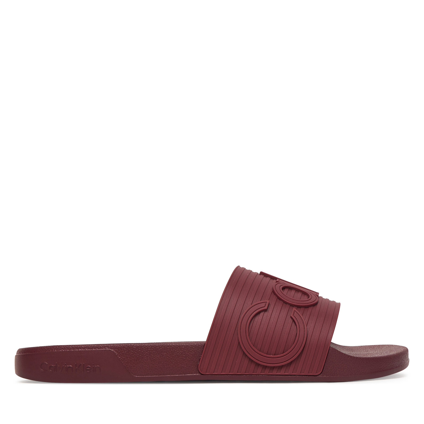 Calvin Klein Klapki Nemo - Contoured Emblem Logo Sliders HM0HM02113 Bordowy