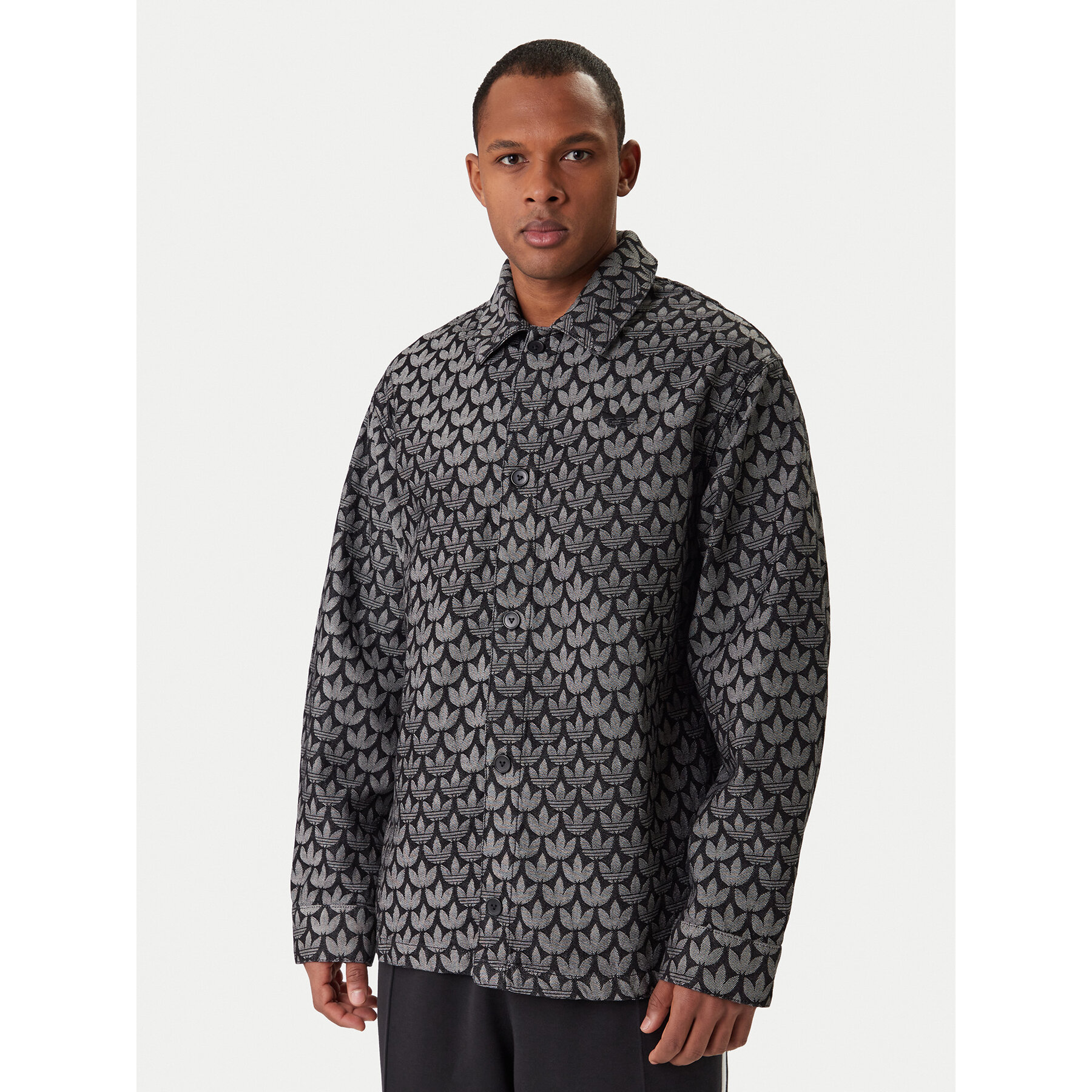 adidas Koszula jeansowa Monogram KC6379 Szary Loose Fit
