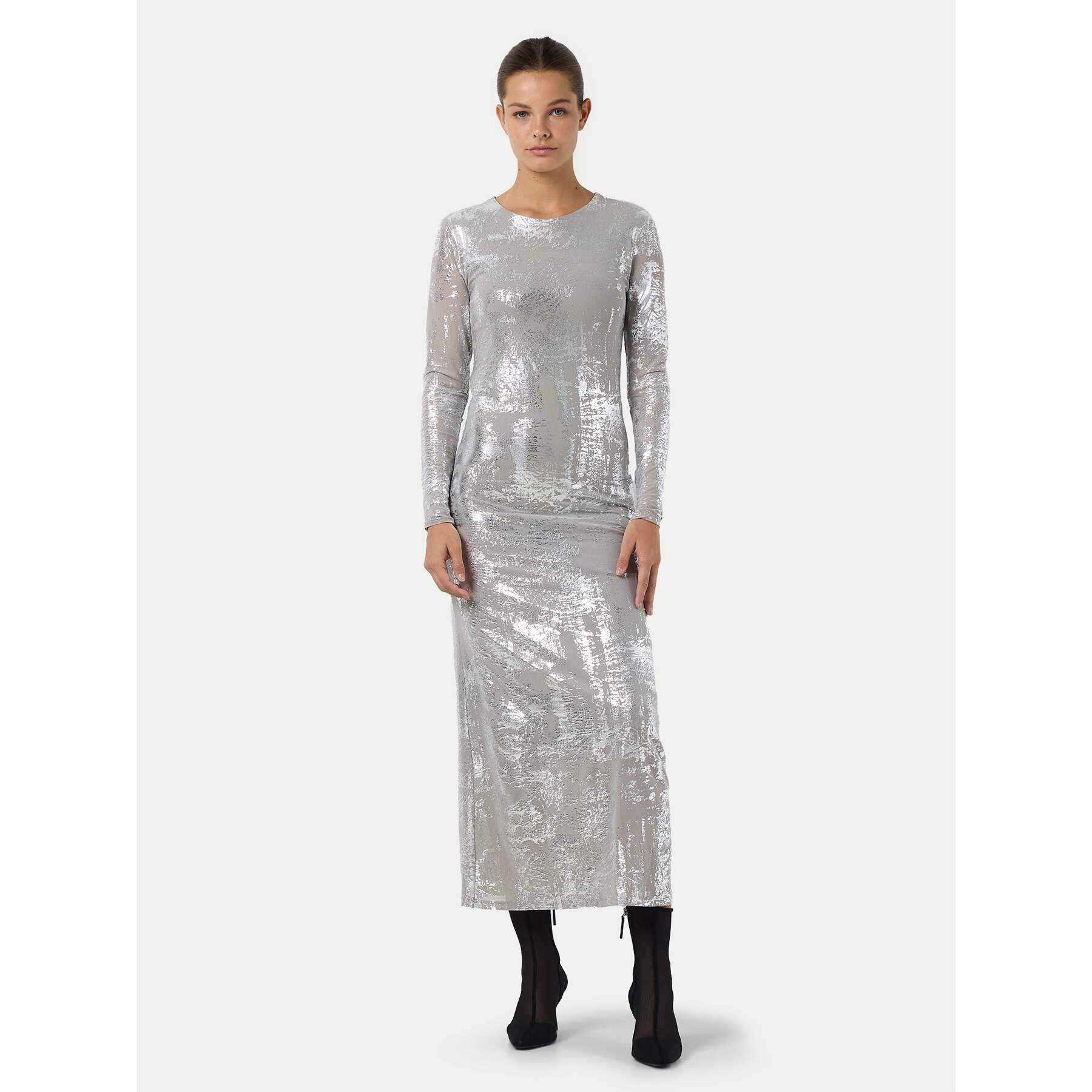 Noisy May Sukienka koktajlowa Lucia 27031914 Srebrny Regular Fit
