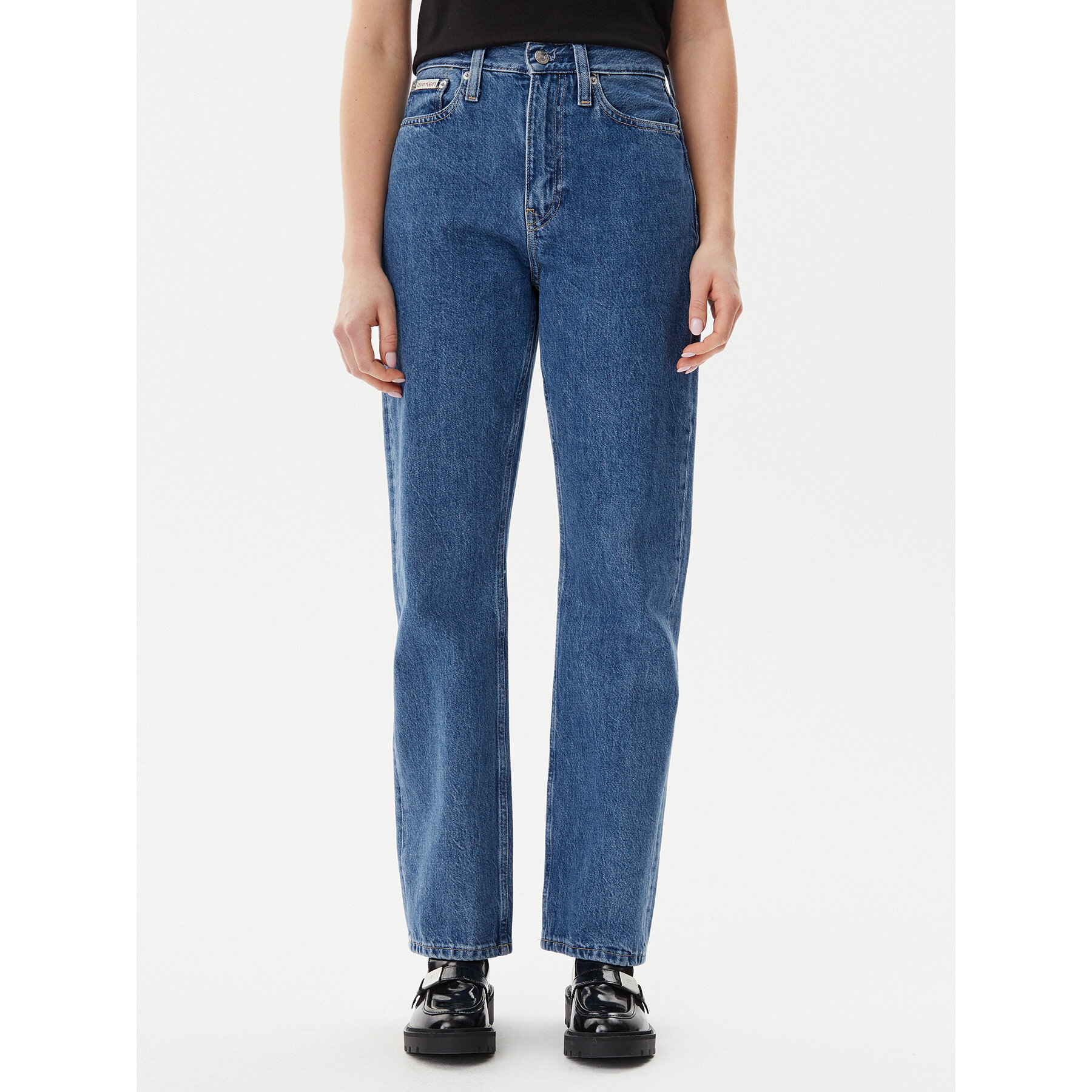 Calvin Klein Jeans Jeansy J20J225126 Niebieski Straight Fit