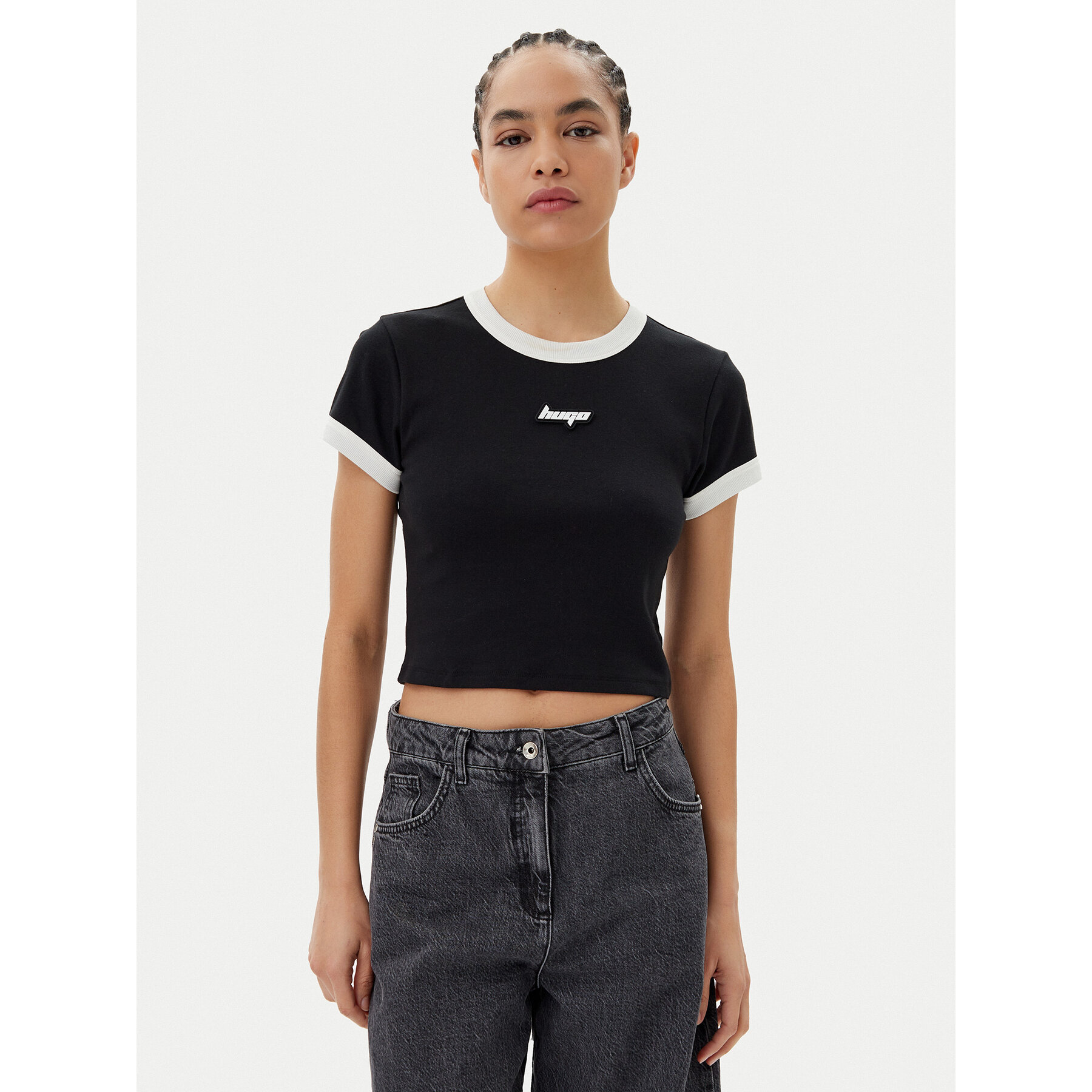 HUGO T-Shirt Dalia 50537476 Czarny Slim Fit