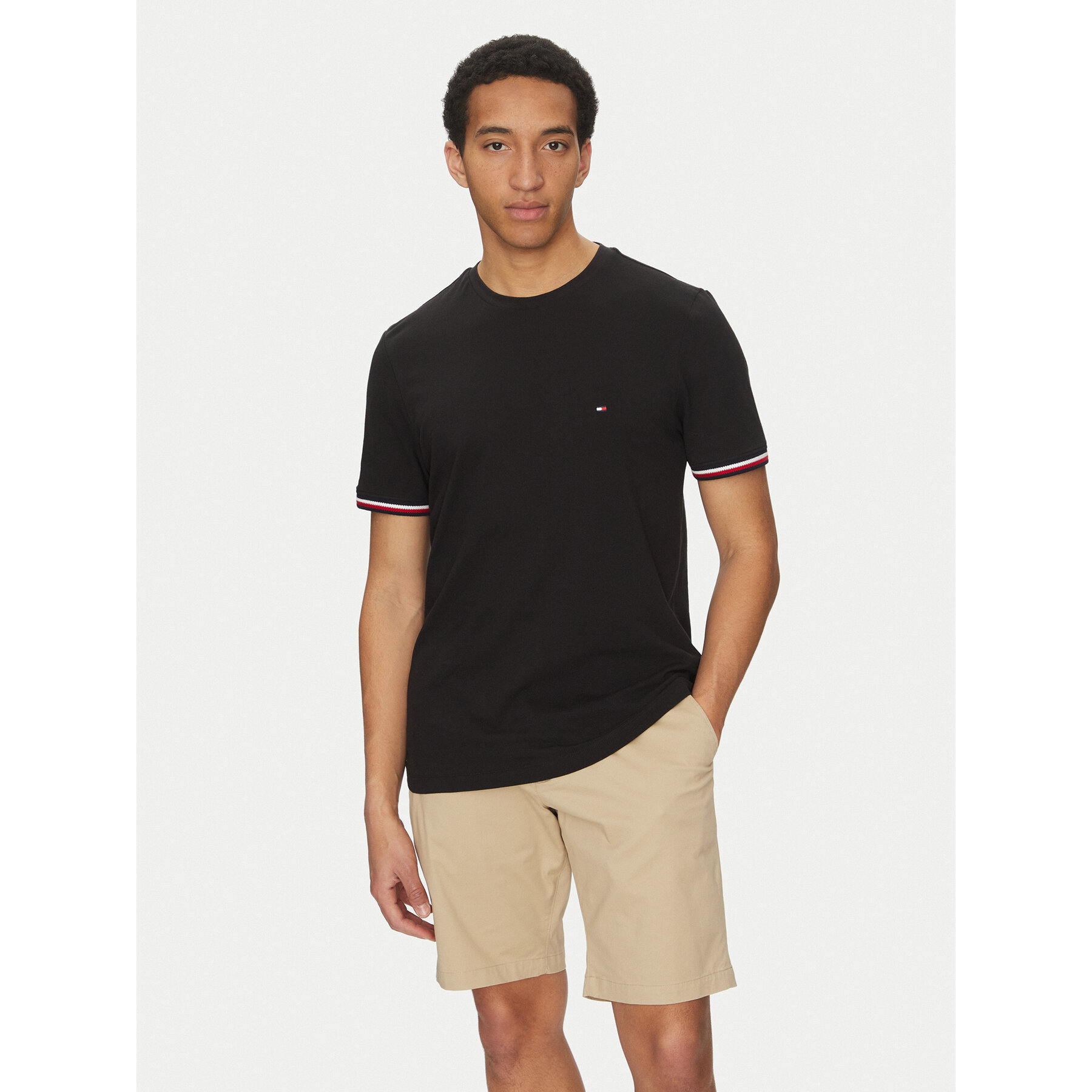 Tommy Hilfiger T-Shirt Global Stripe MW0MW38630 Czarny Regular Fit