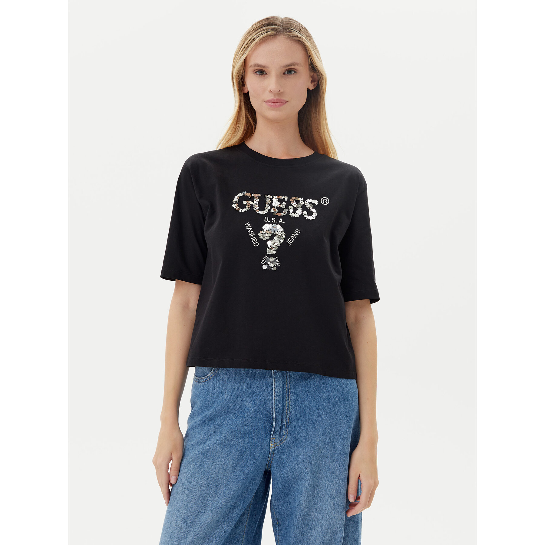 Guess T-Shirt V4YI06 I3Z14 Czarny Relaxed Fit