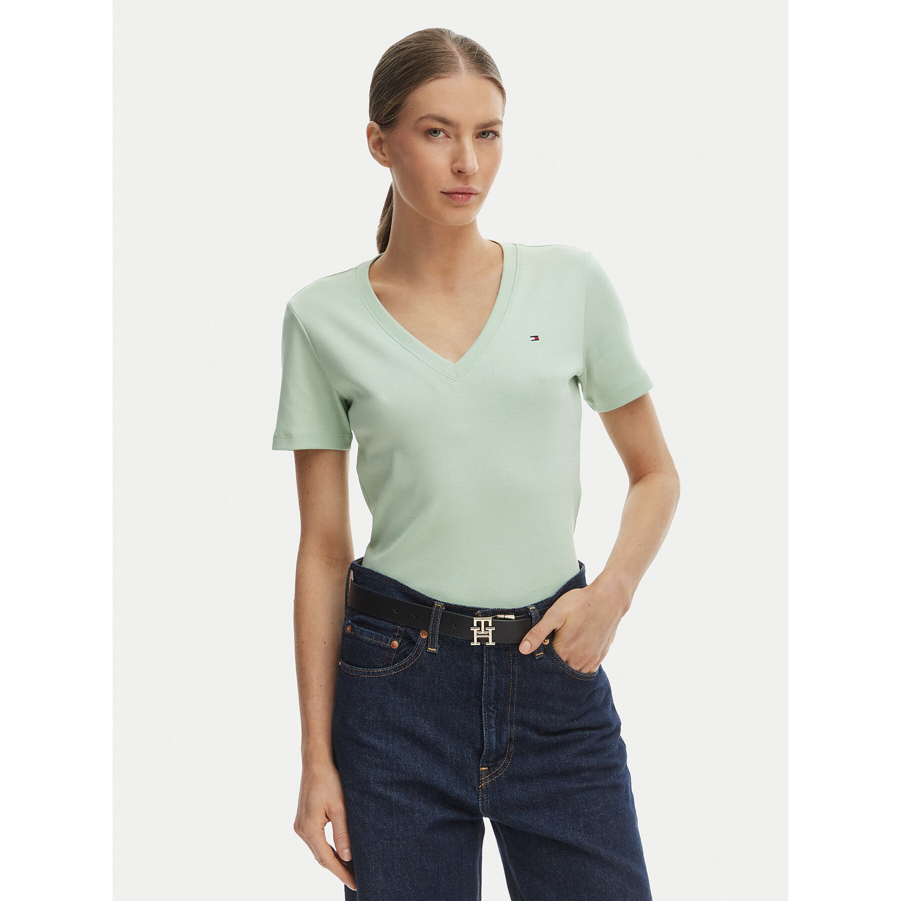 Tommy Hilfiger T-Shirt New Cody WW0WW40584 Zielony Slim Fit