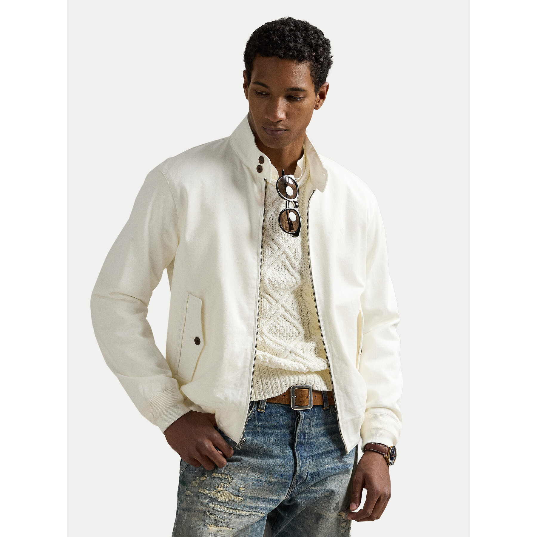 Polo Ralph Lauren Kurtka bomber 710970569002 Biały Regular Fit