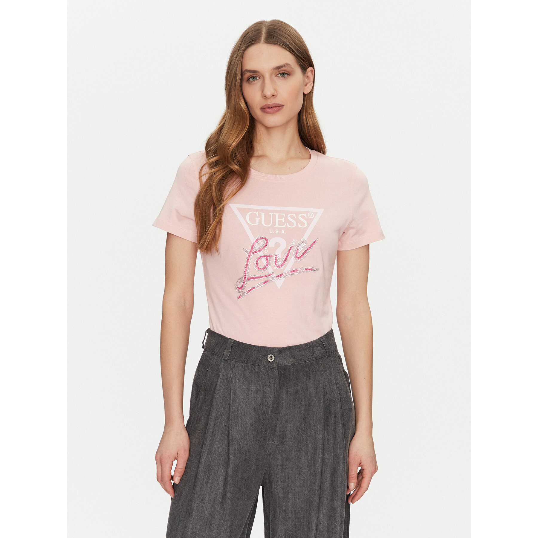 Guess T-Shirt W5GI05 I3Z14 Różowy Regular Fit