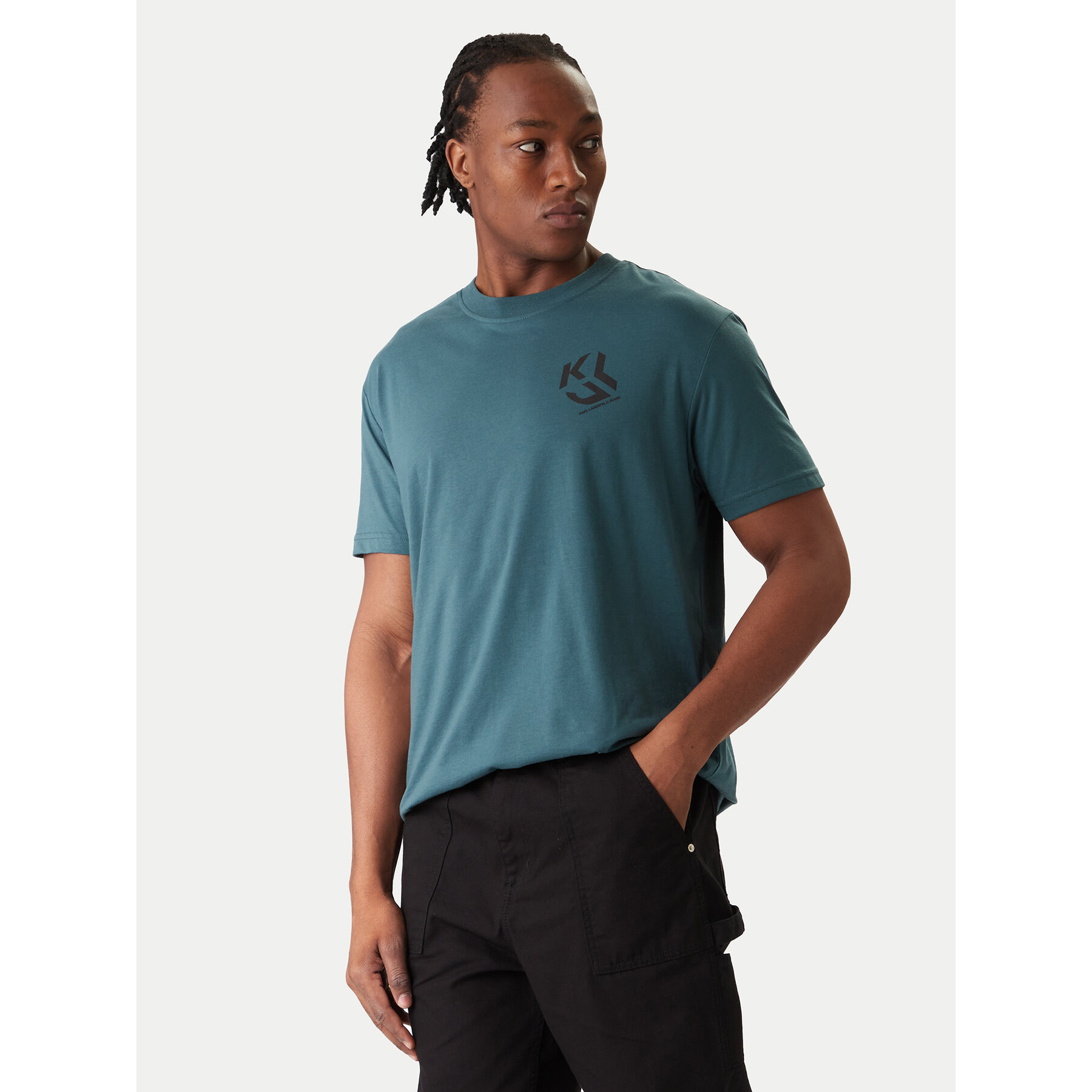 Karl Lagerfeld Jeans T-Shirt A2M17072 Zielony Regular Fit