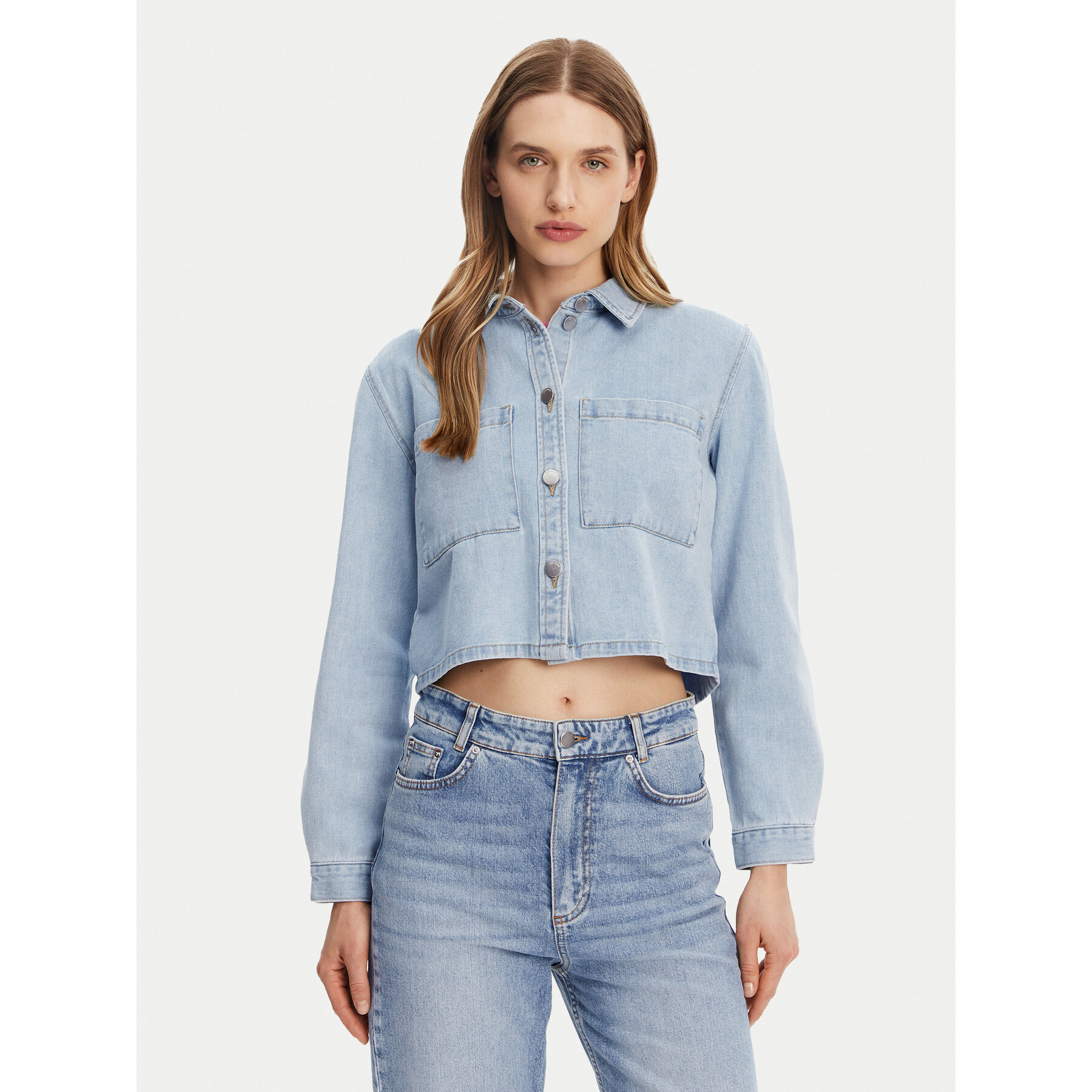 JDY Kurtka jeansowa Marly 15338847 Błękitny Oversize