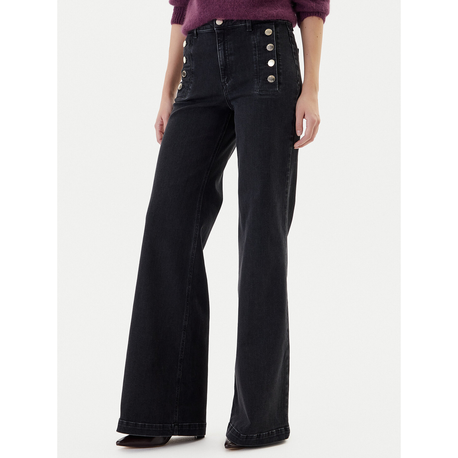 ViCOLO Jeansy DF5078 Czarny Wide Leg
