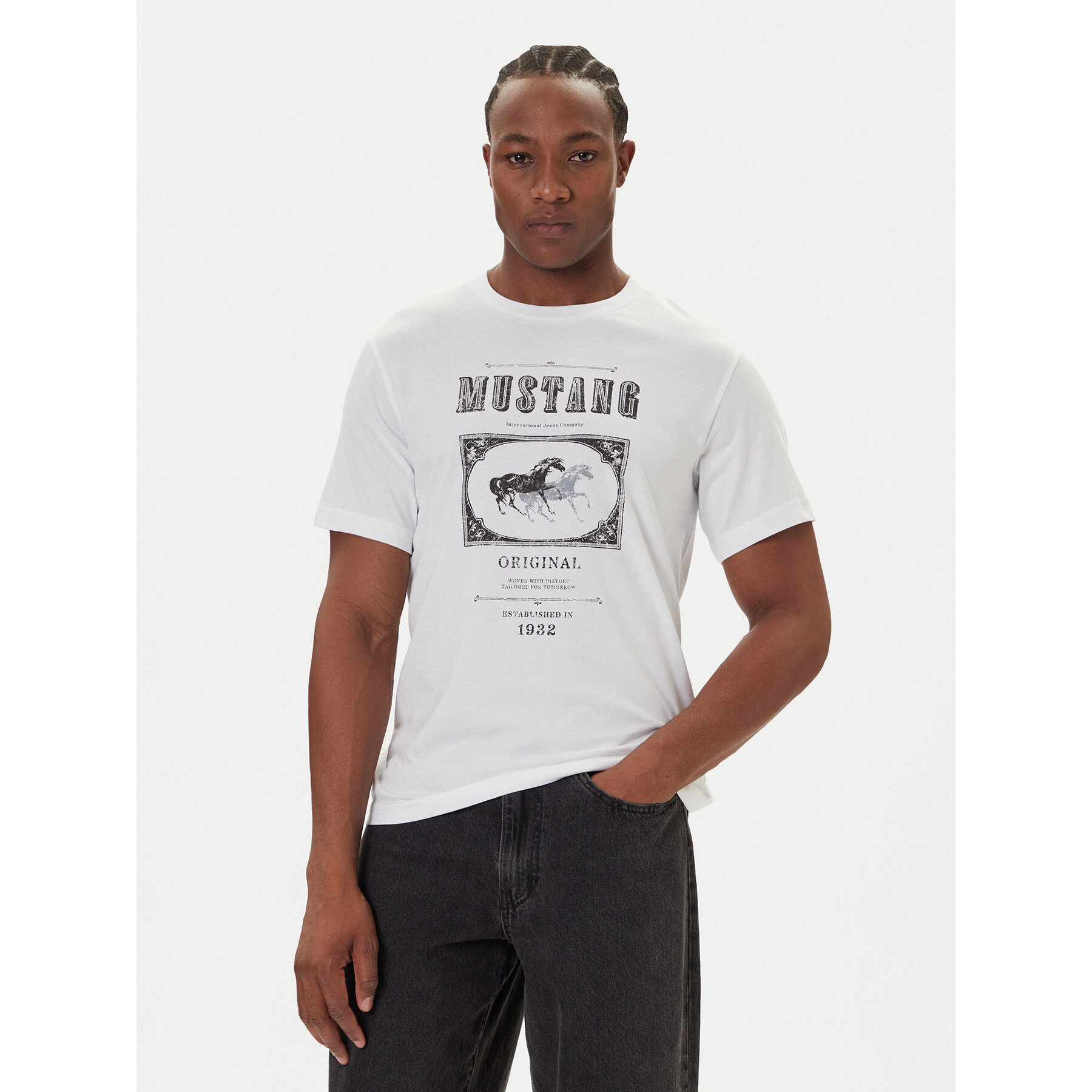 Mustang T-Shirt Akron 1016864 Biały Relaxed Fit