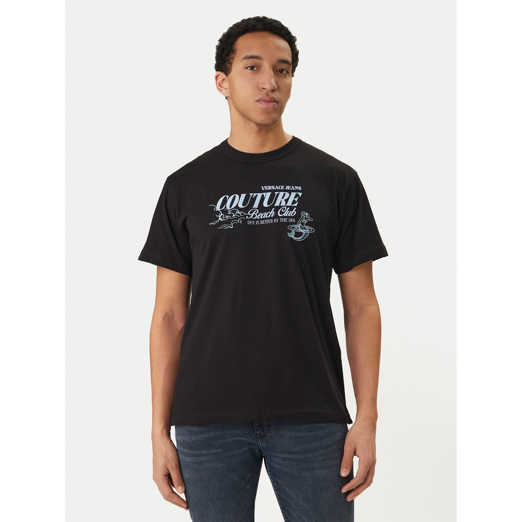 Versace Jeans Couture T-Shirt 80GAHT10 CJ00T Czarny Regular Fit