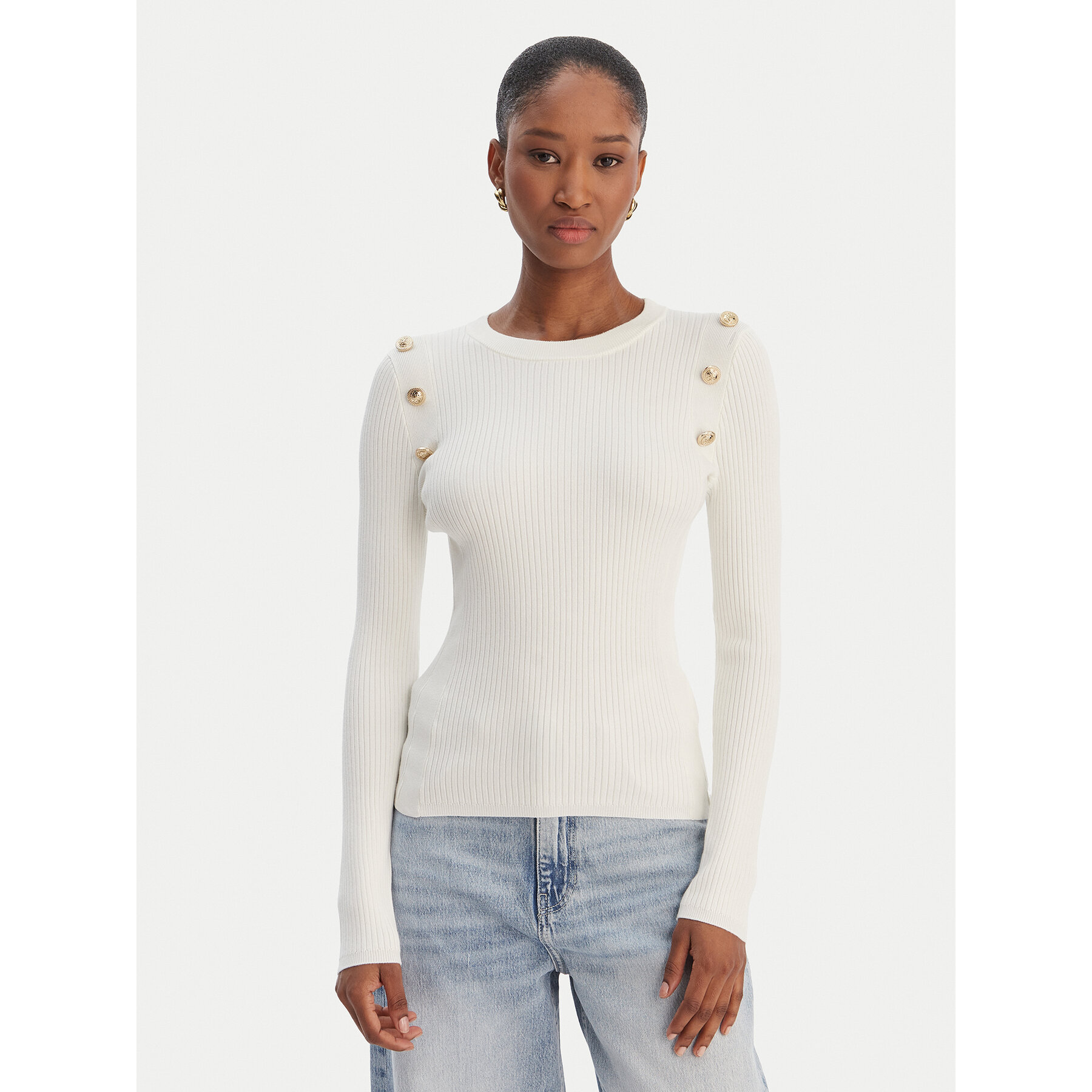 Guess Sweter W6RR58 Z2YK2 Écru Regular Fit