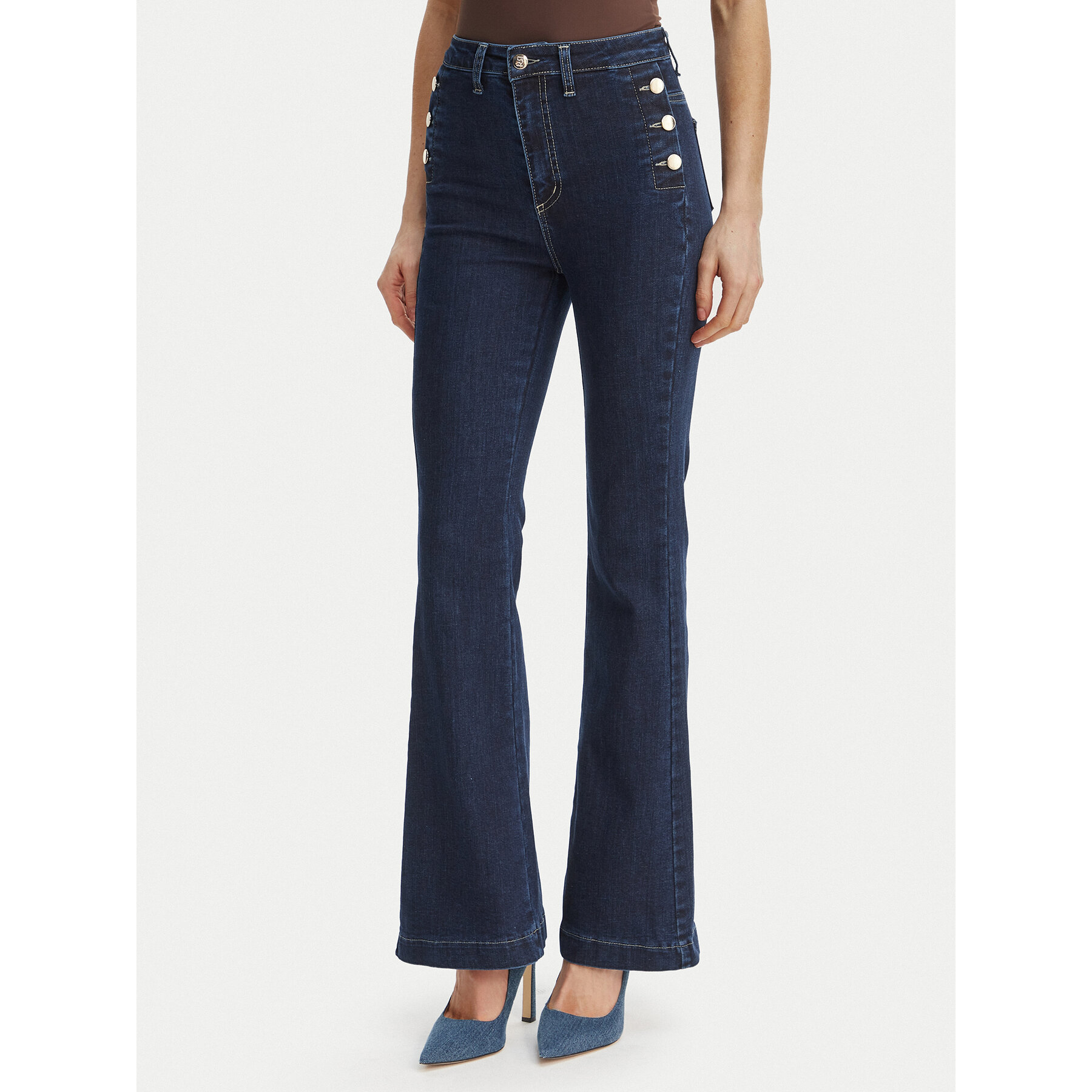 Rinascimento Jeansy CFC0127397003 Granatowy Flare Fit