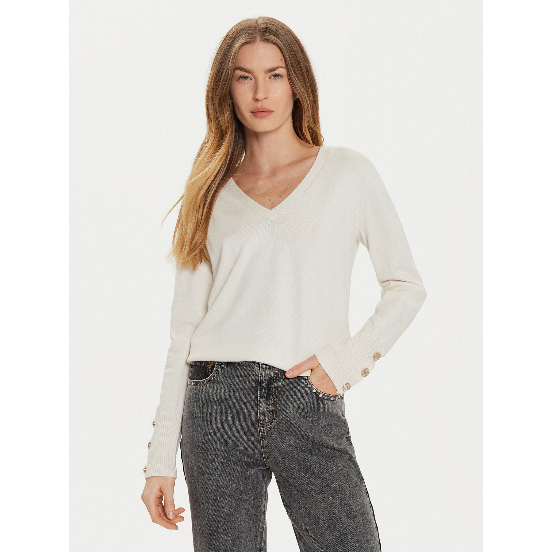 Morgan Sweter 242-MGOLD Écru Regular Fit